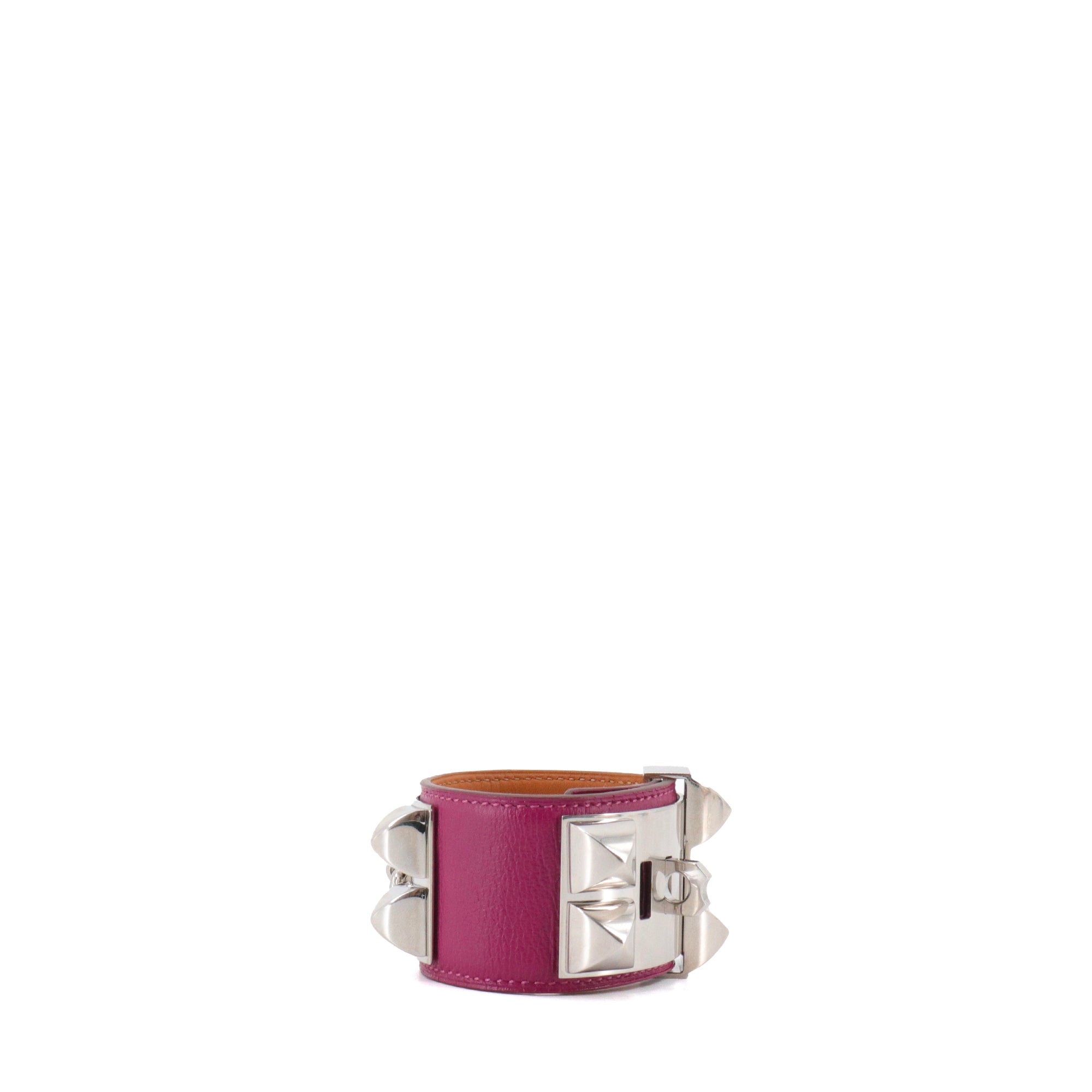 HERMÈS - Bracelet Collier de Chien Hermès en cuir violet (T4)