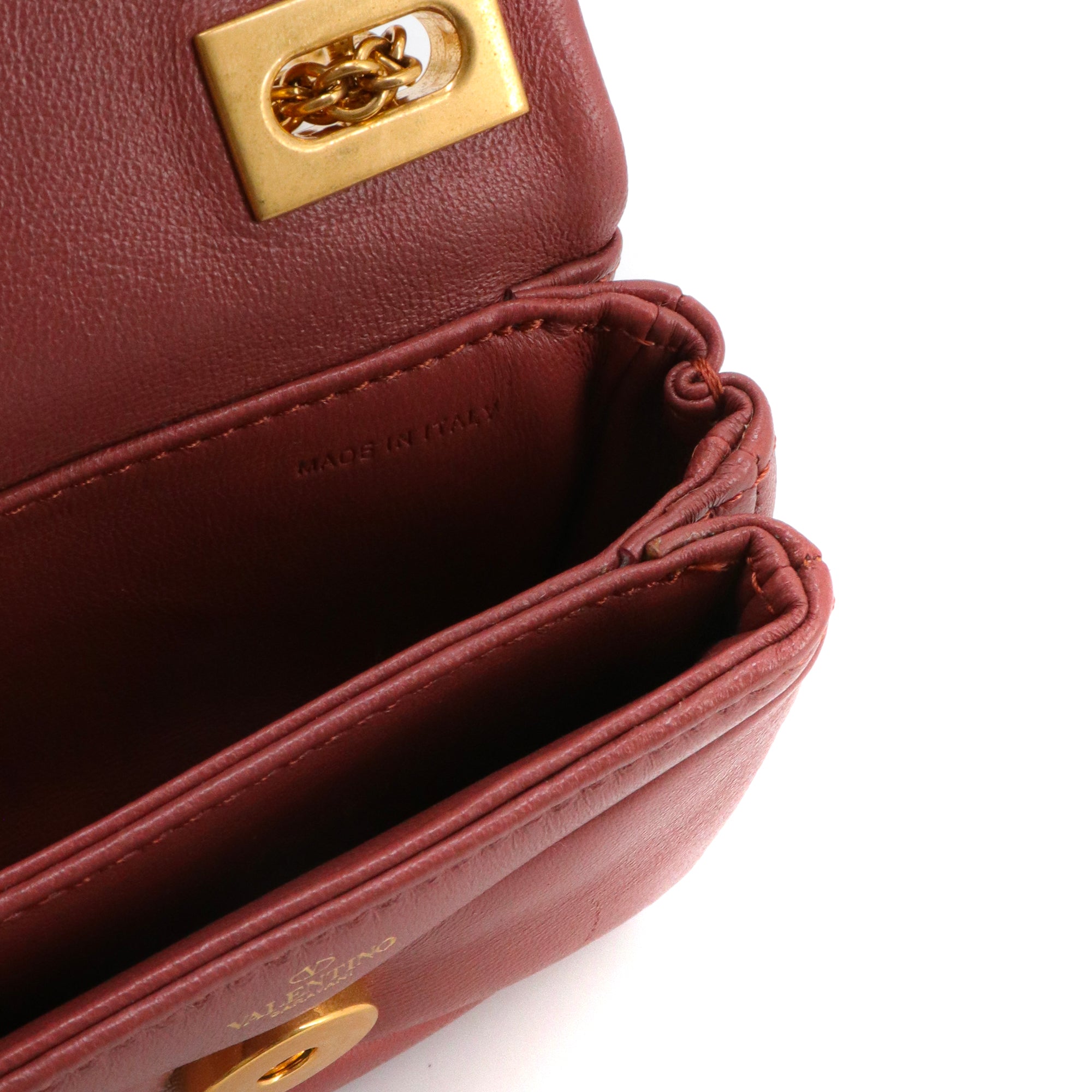 VALENTINO - Sac à bandoulière One Stud Micro Valentino en cuir brun rosé
