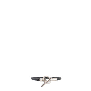 HERMÈS - Bracelet Glenan Hermès en cuir noir (T0)