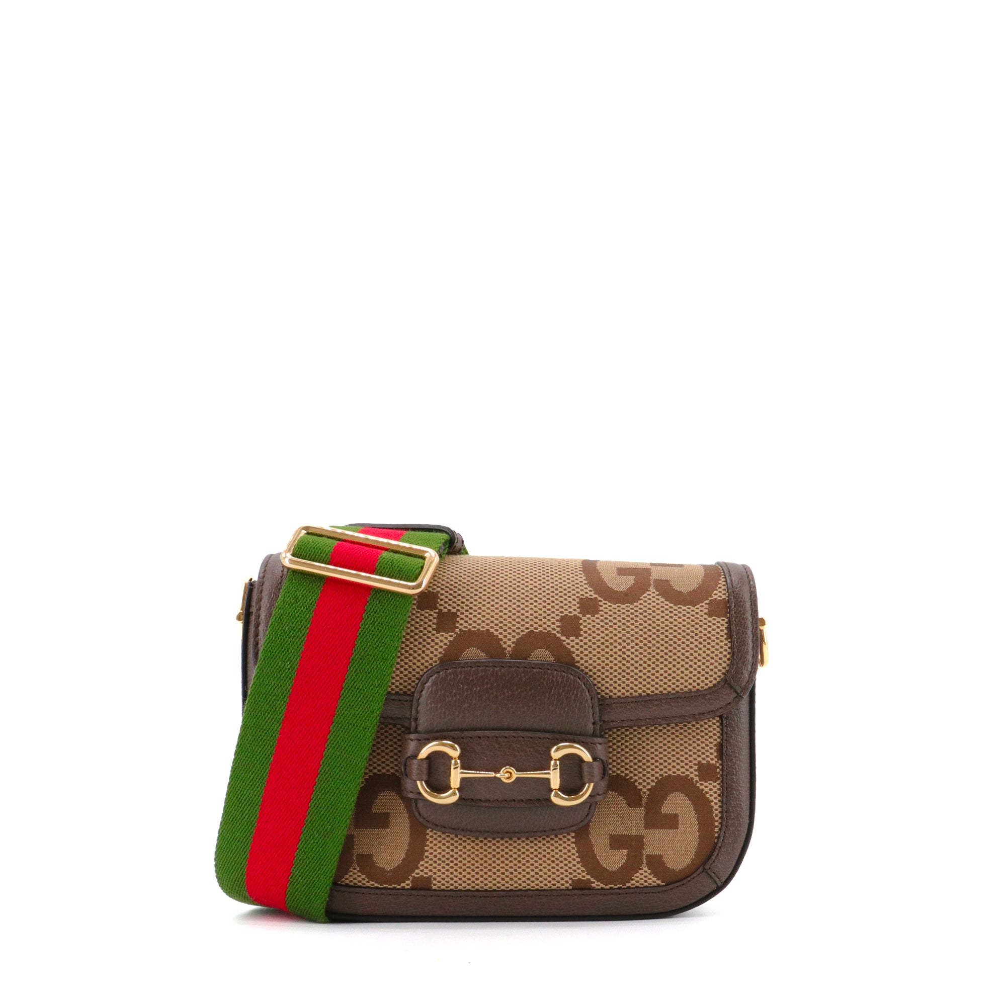 GUCCI - Gucci Horsebit 1955 shoulder bag in brown GG Jumbo canvas