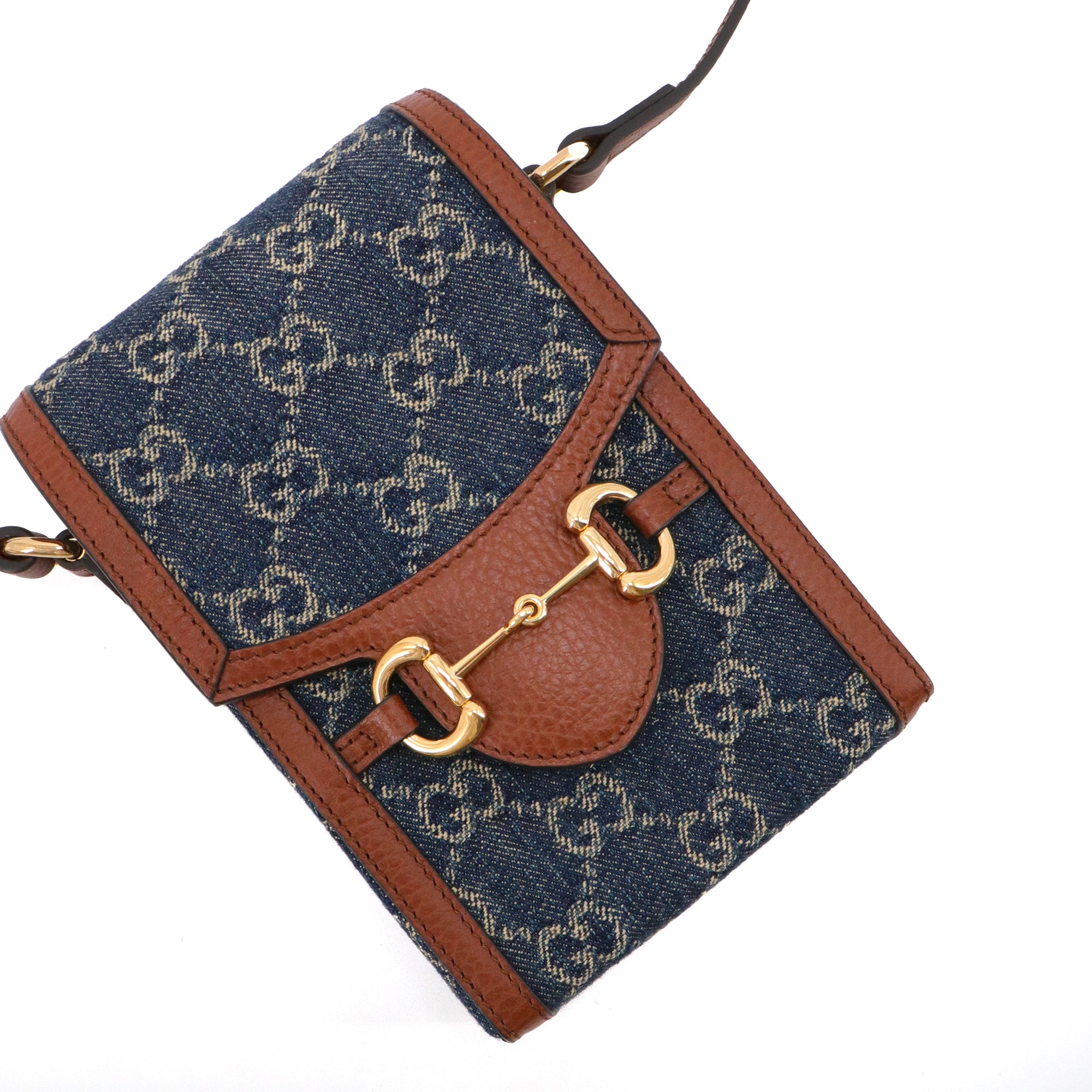 GUCCI - Sac à bandoulière Horsebit 1955 Gucci en denim monogrammé
