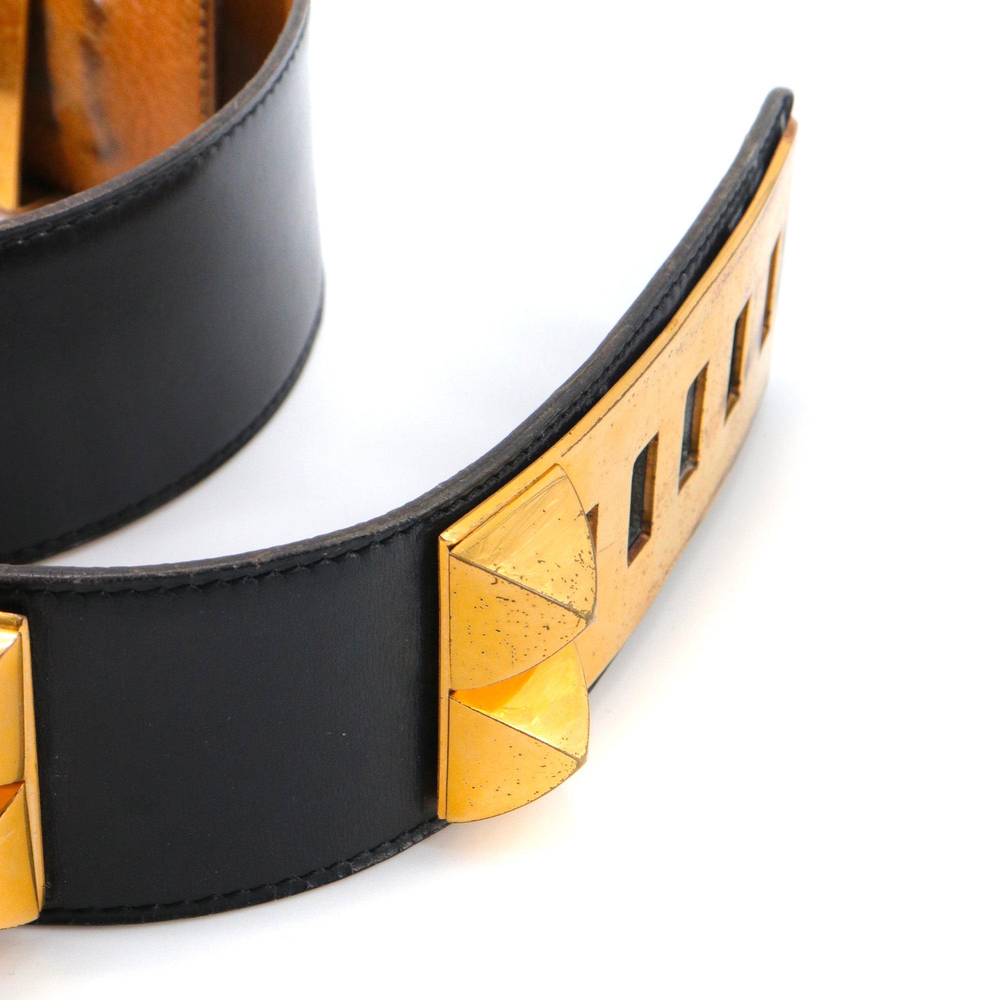 HERMÈS - Collier de Chien belt in gold leather (T70)