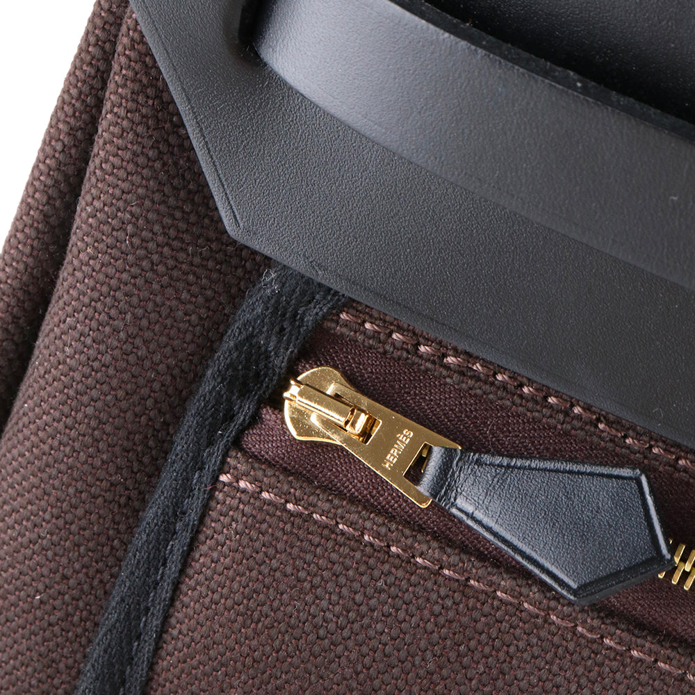 HERMÈS - Black and brown Herbag 31 Zip handbag