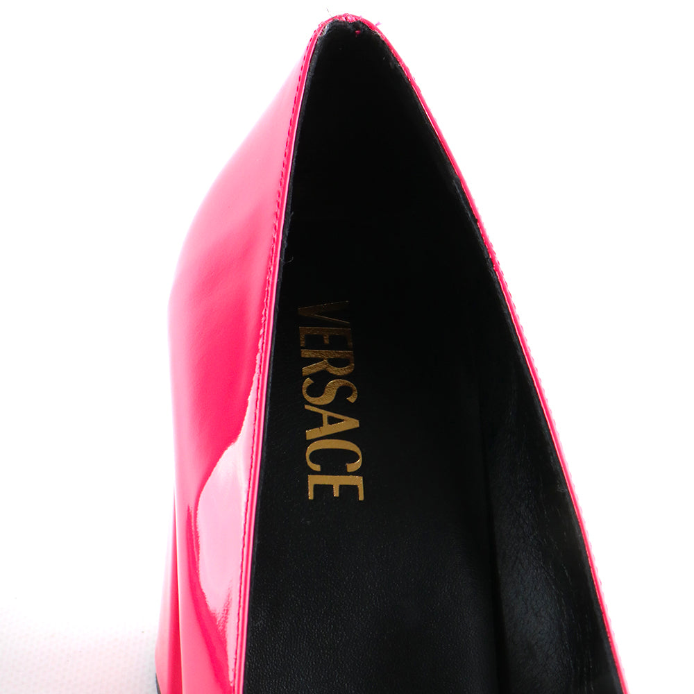 VERSACE - Medusa heeled sandals in pink patent leather (T39)