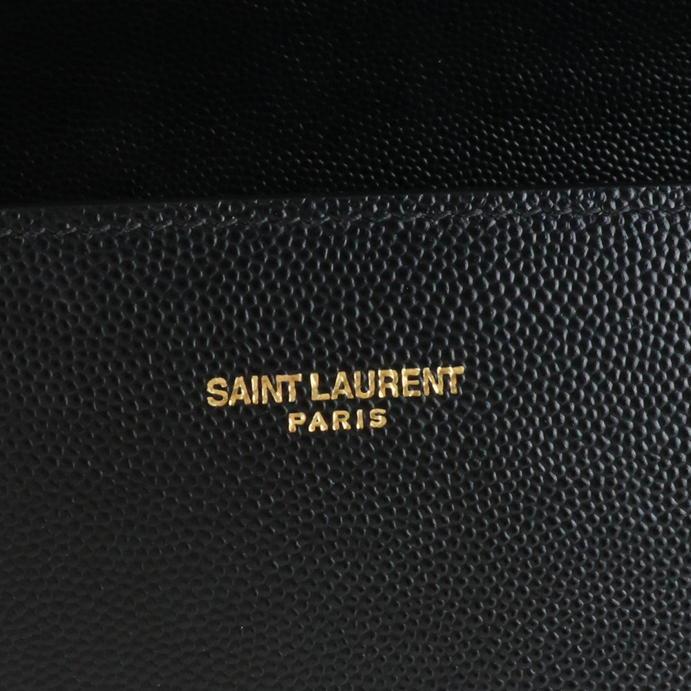 SAINT LAURENT - Sac à bandoulière Cassandra mini Top Handle en cuir grainé noir