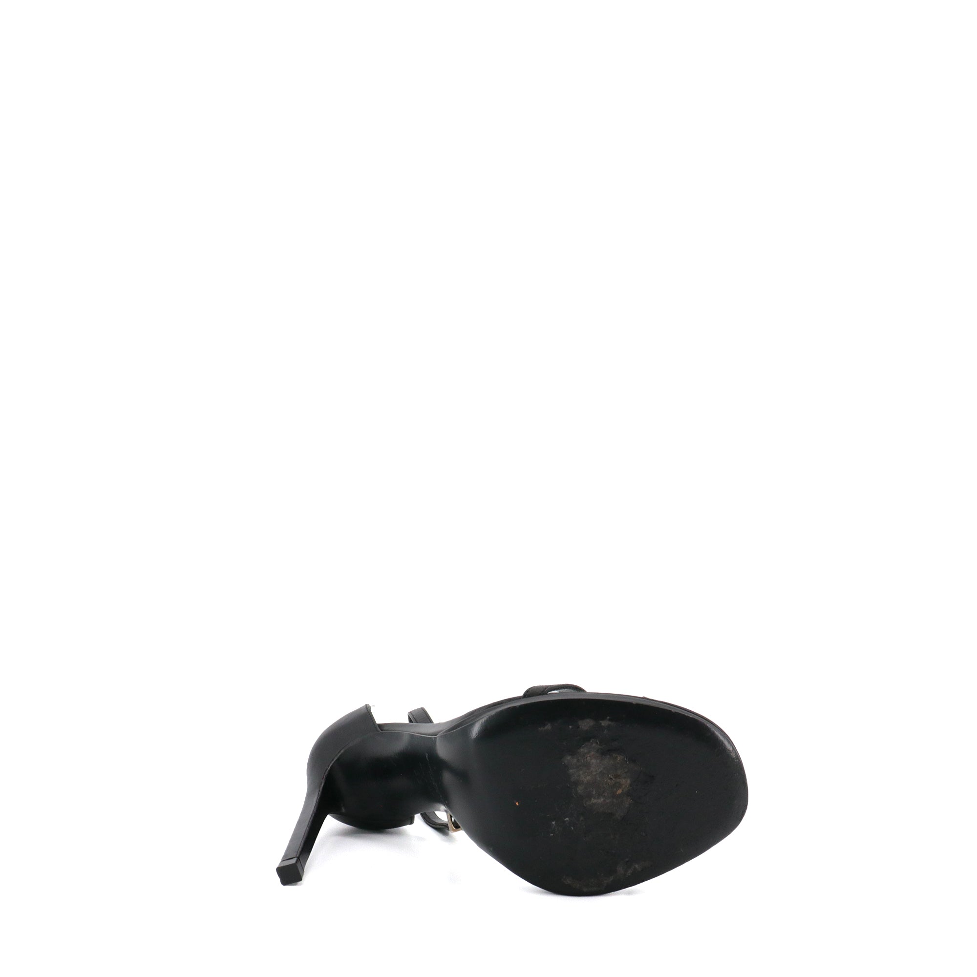 SAINT LAURENT - Jane Saint Laurent heeled sandals in black leather (Size 36)