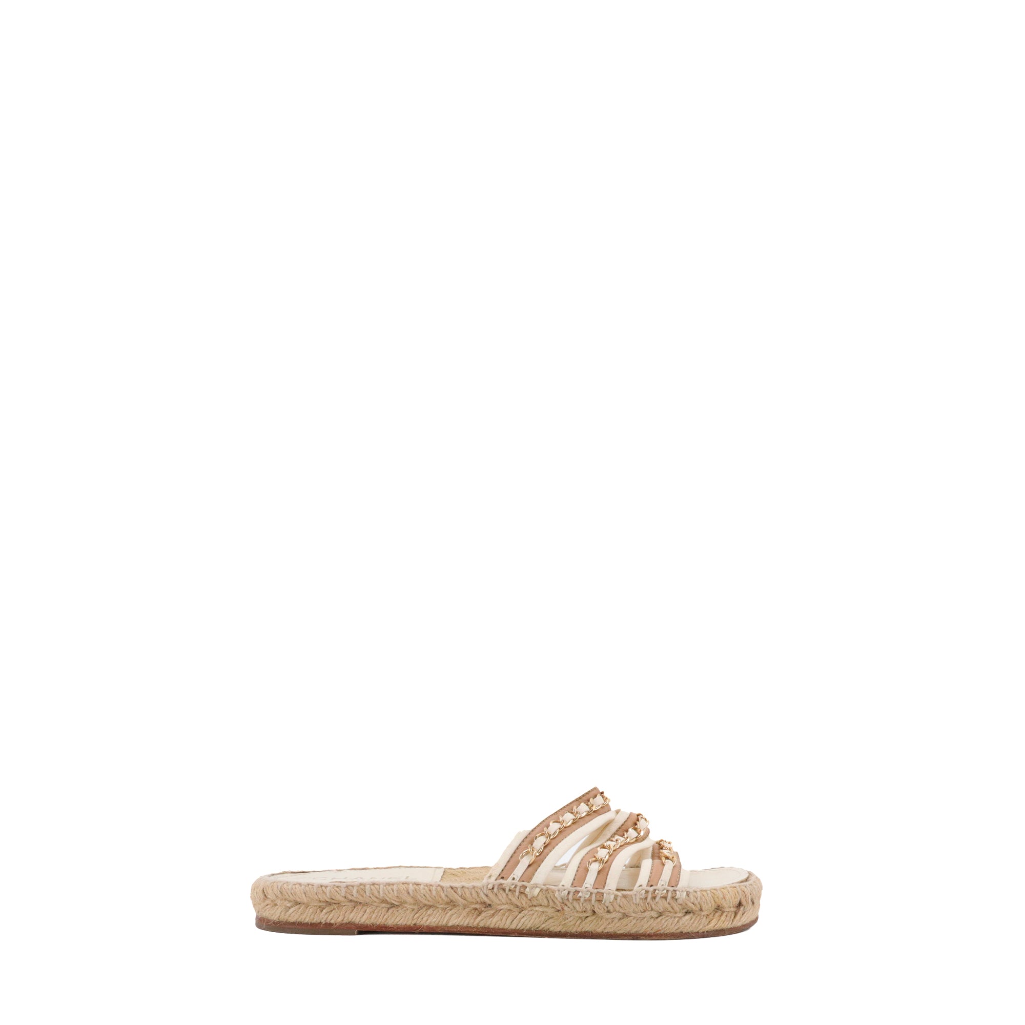CHANEL - Chanel sandals in white rope and leather (T40)