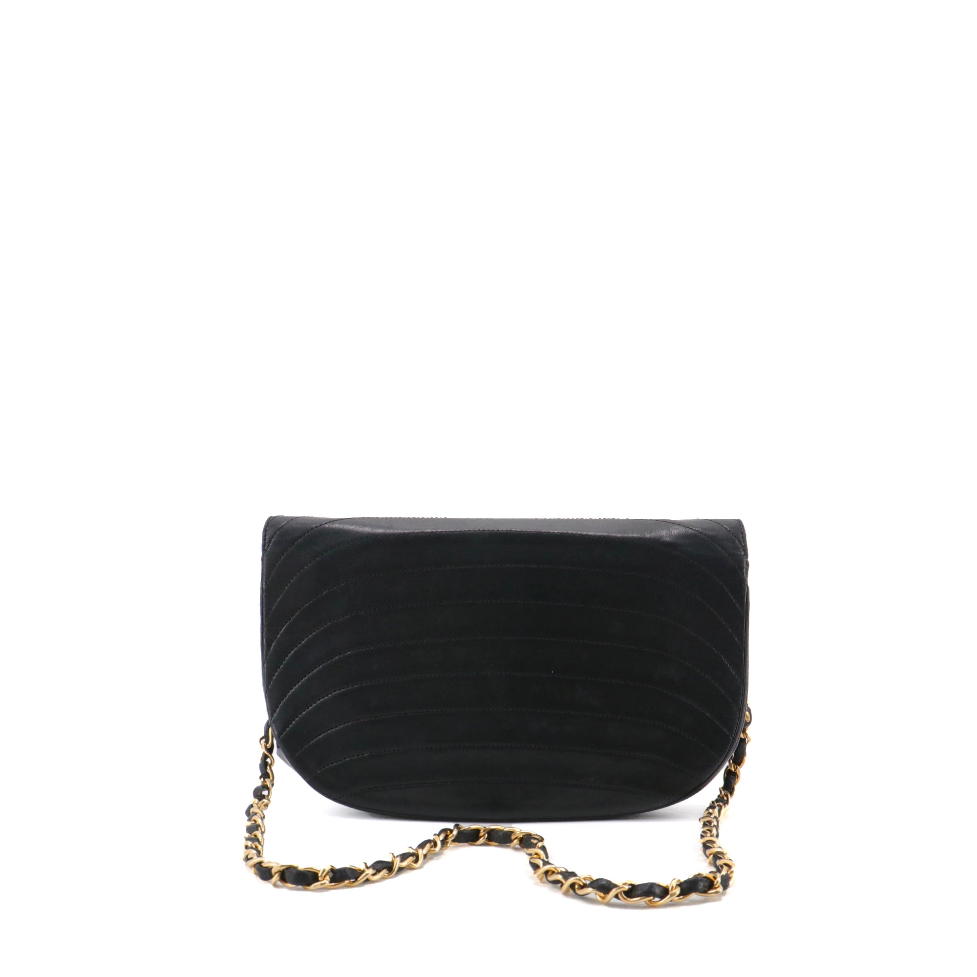 CHANEL - Sac à bandoulière Demi Lune Chanel en cuir noir vintage