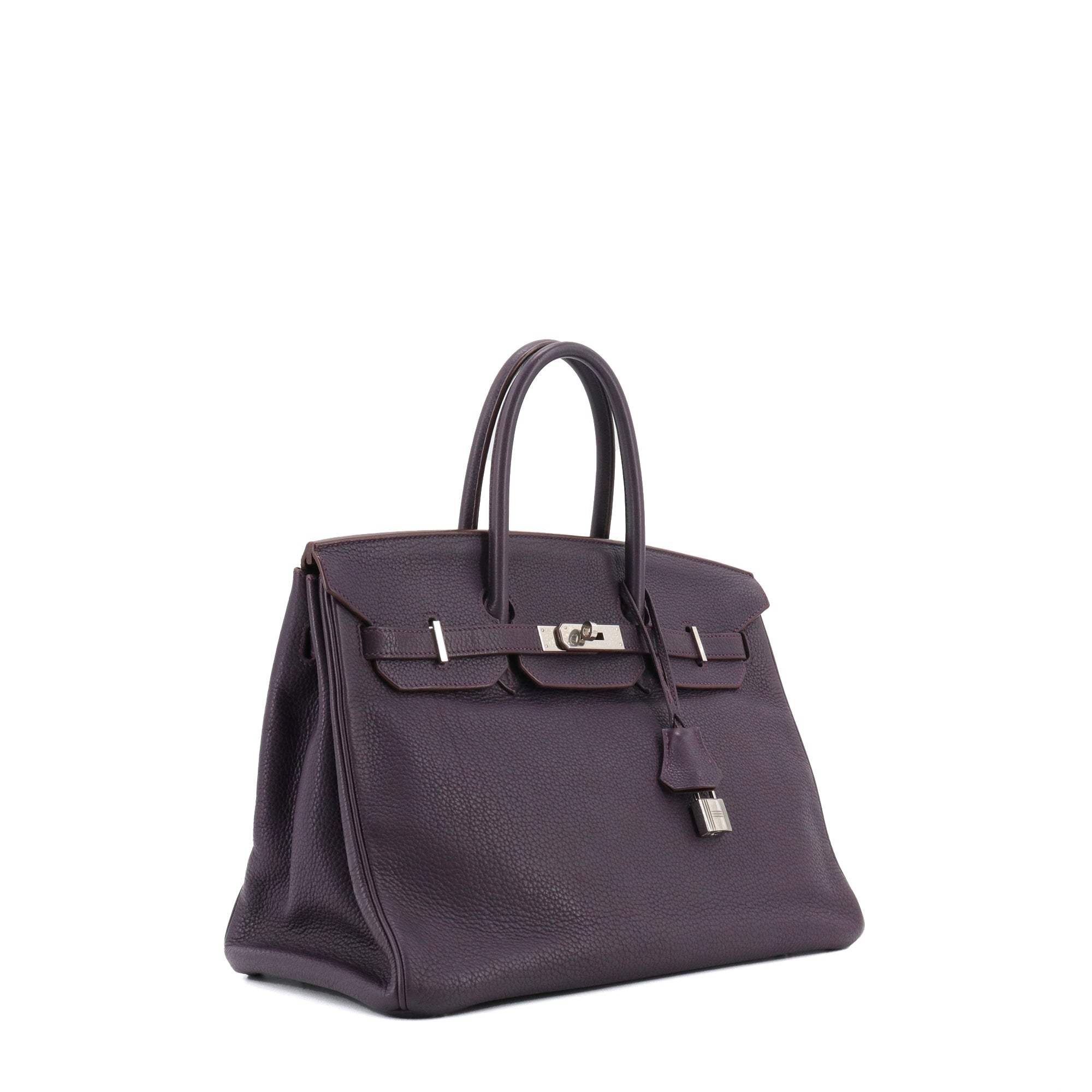 HERMÈS - Hermès Birkin 35 handbag in grape purple clemence taurillon leather