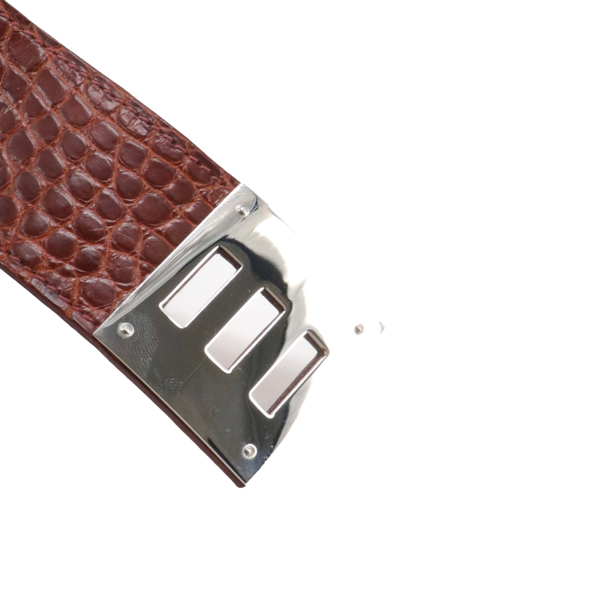HERMÈS - Bracelet Kelly Dog Hermès en cuir exotique crocodile