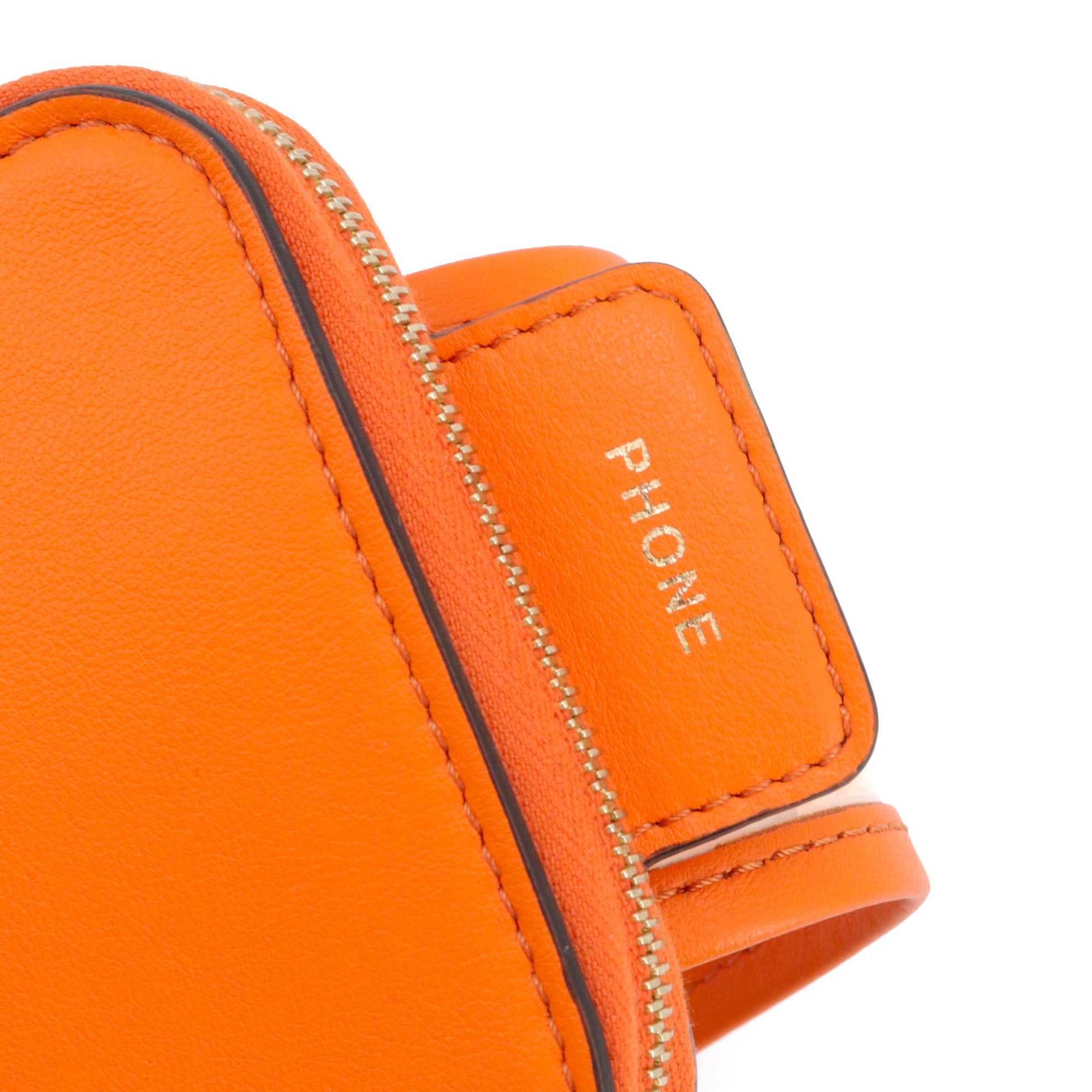 FENDI - Pochette de téléphone à bandoulière FF Fendi en cuir orange et PVC