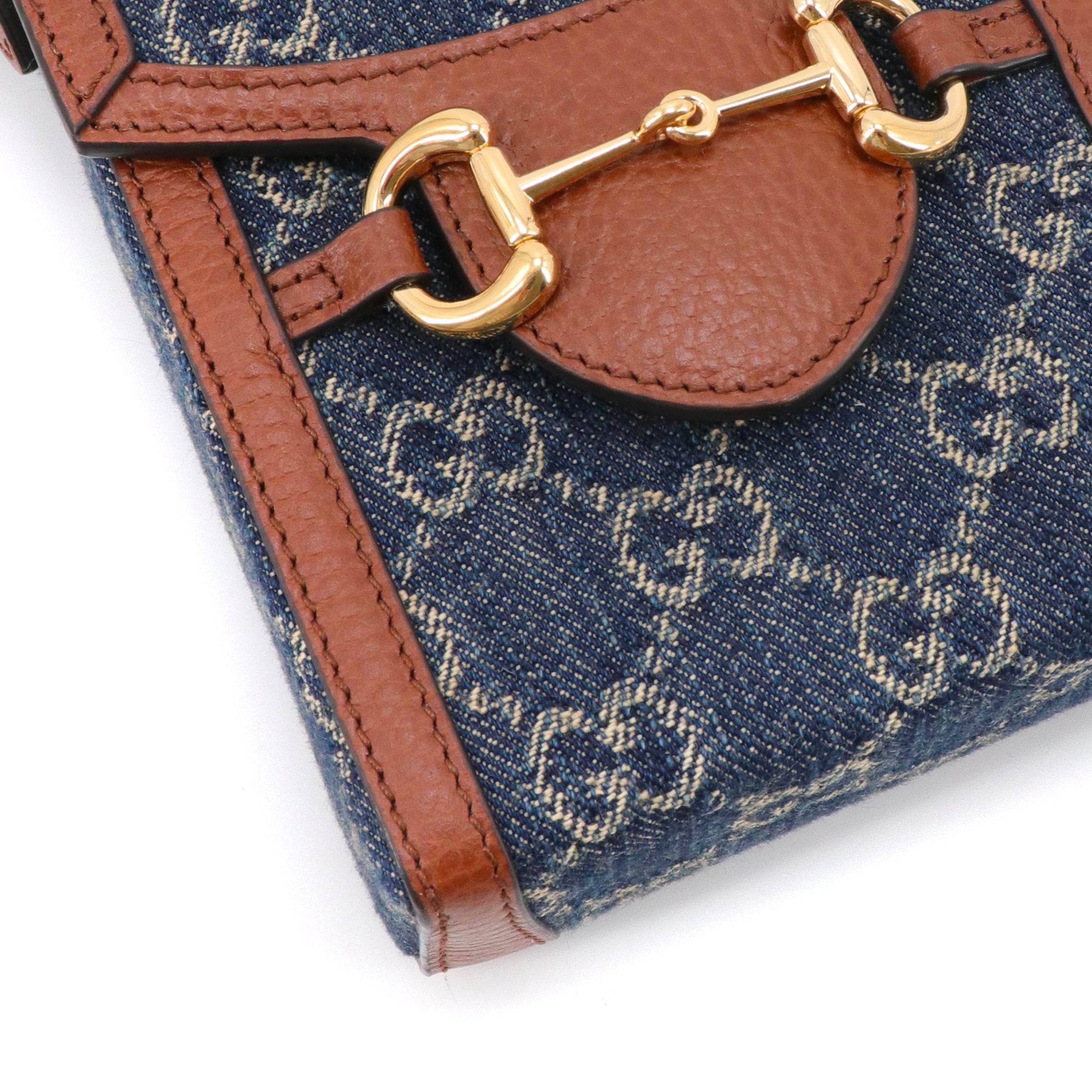 GUCCI - Sac à bandoulière Horsebit 1955 Gucci en denim monogrammé