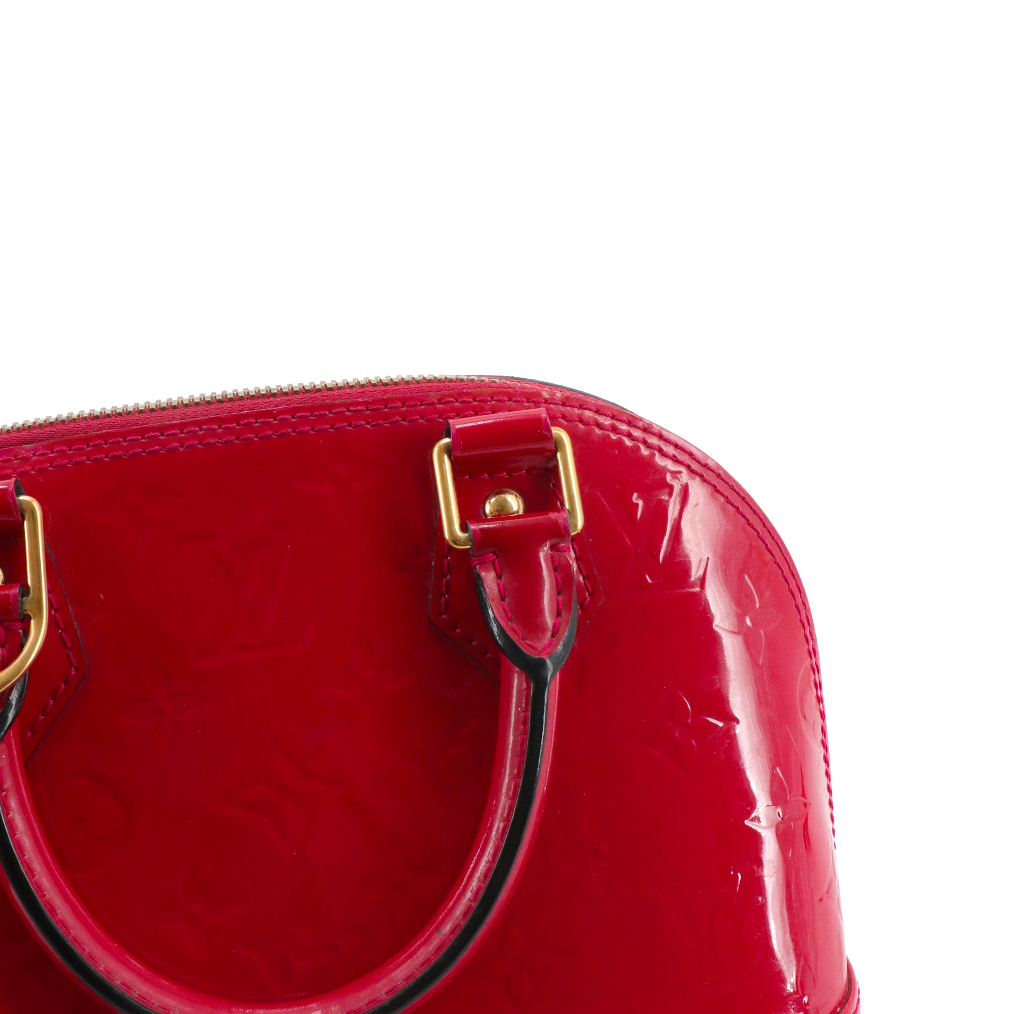 LOUIS VUITTON - Sac à bandoulière Alma BB Louis Vuitton en cuir verni rouge framboise