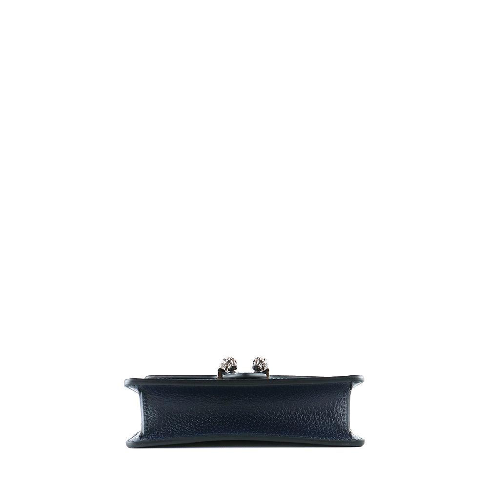 GUCCI - Dionysus super mini shoulder bag in navy blue leather and coated canvas