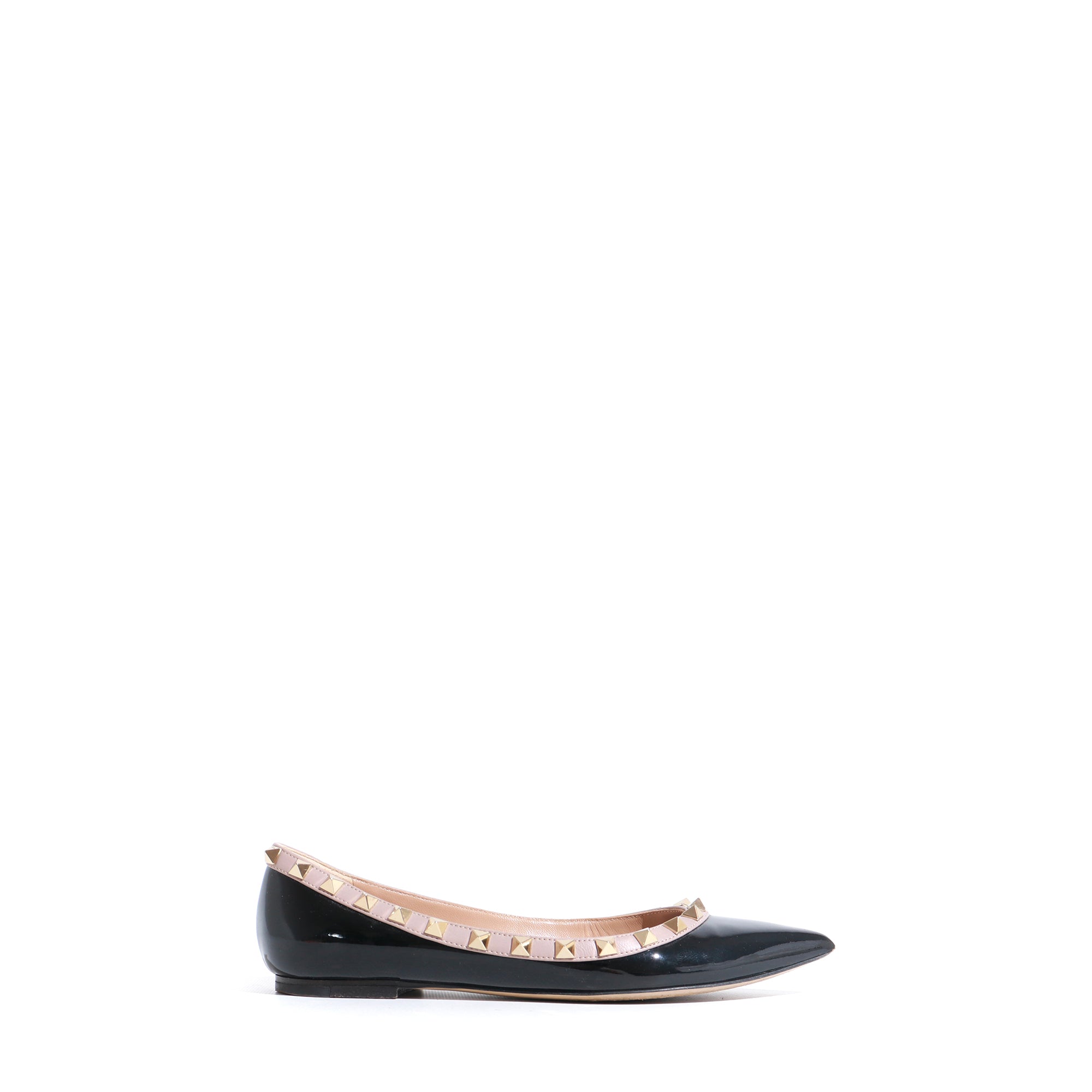 VALENTINO - Rockstud ballerinas in black patent leather (T35)