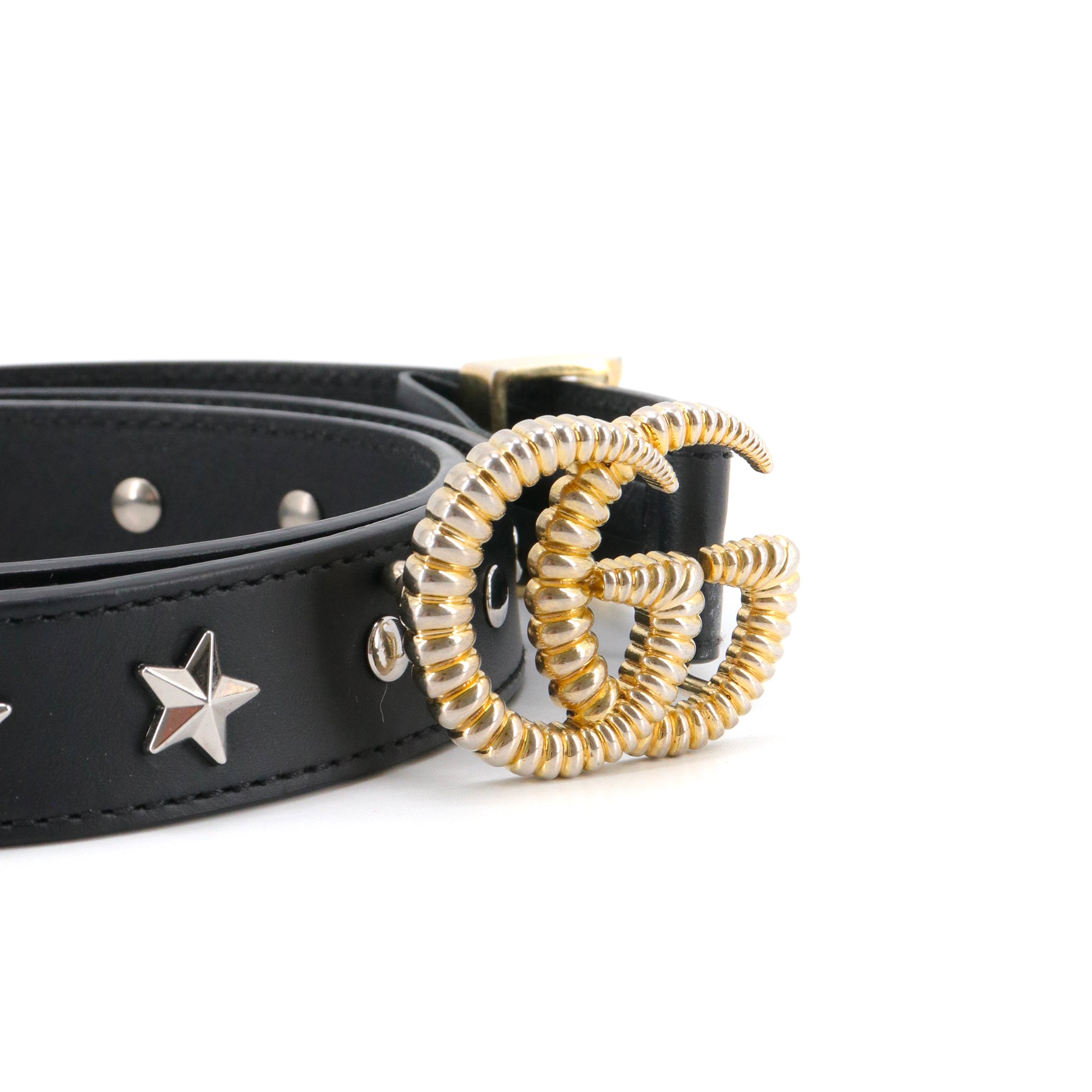 GUCCI - Ceinture GG Gucci en cuir noir édition limitée (T90)