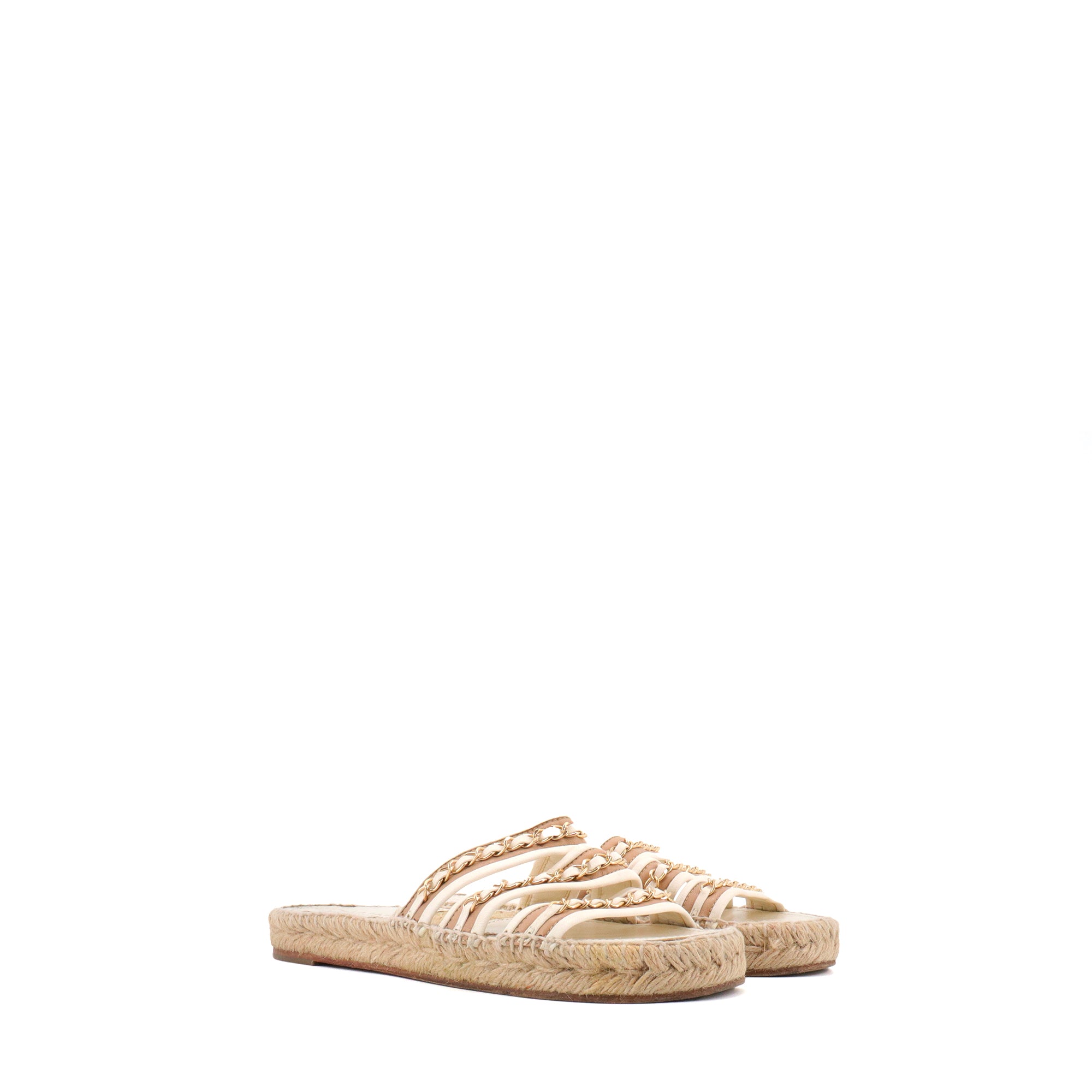 CHANEL - Chanel sandals in white rope and leather (T40)
