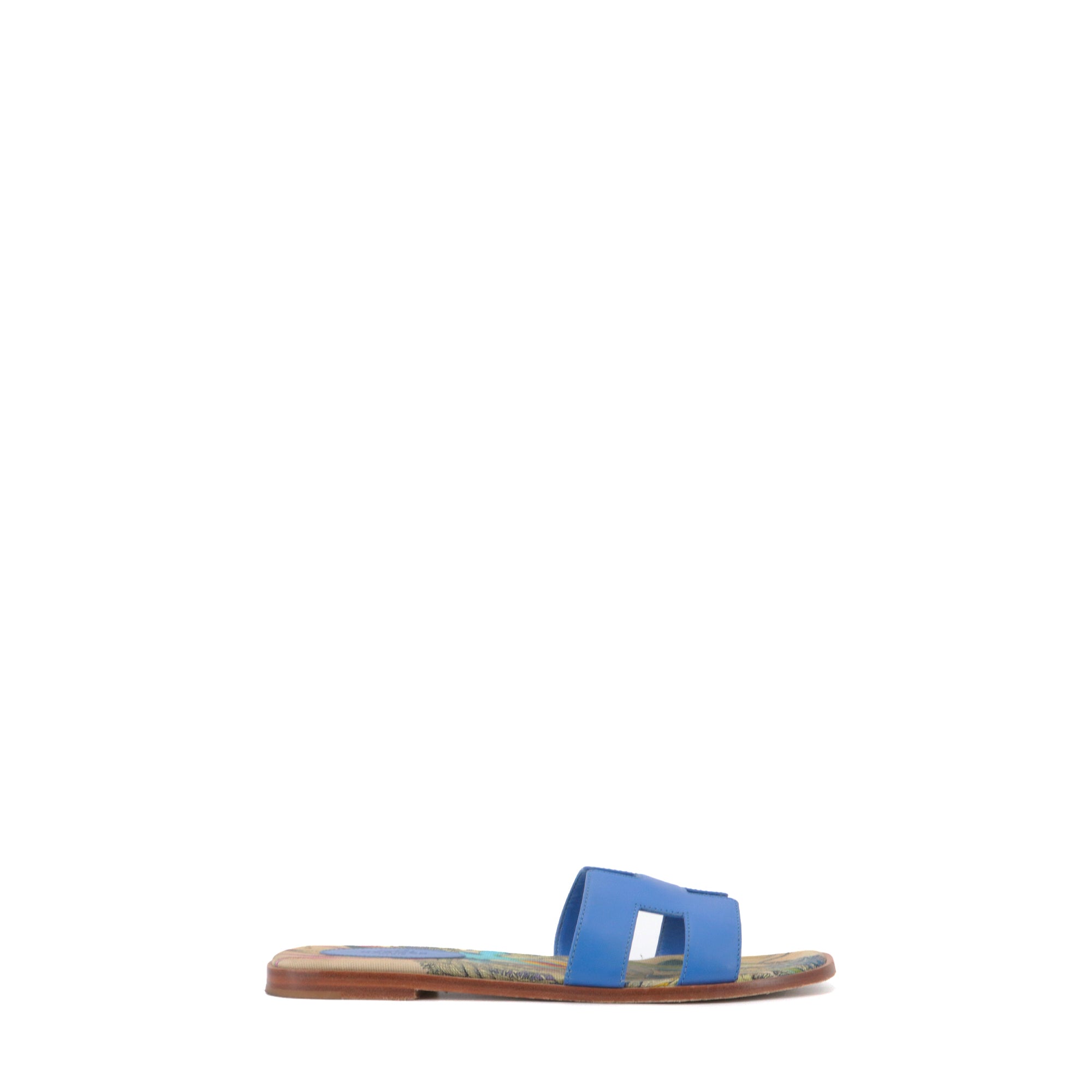 HERMÈS - Oran Hermès sandals in Zanzibar Blue leather (T38)