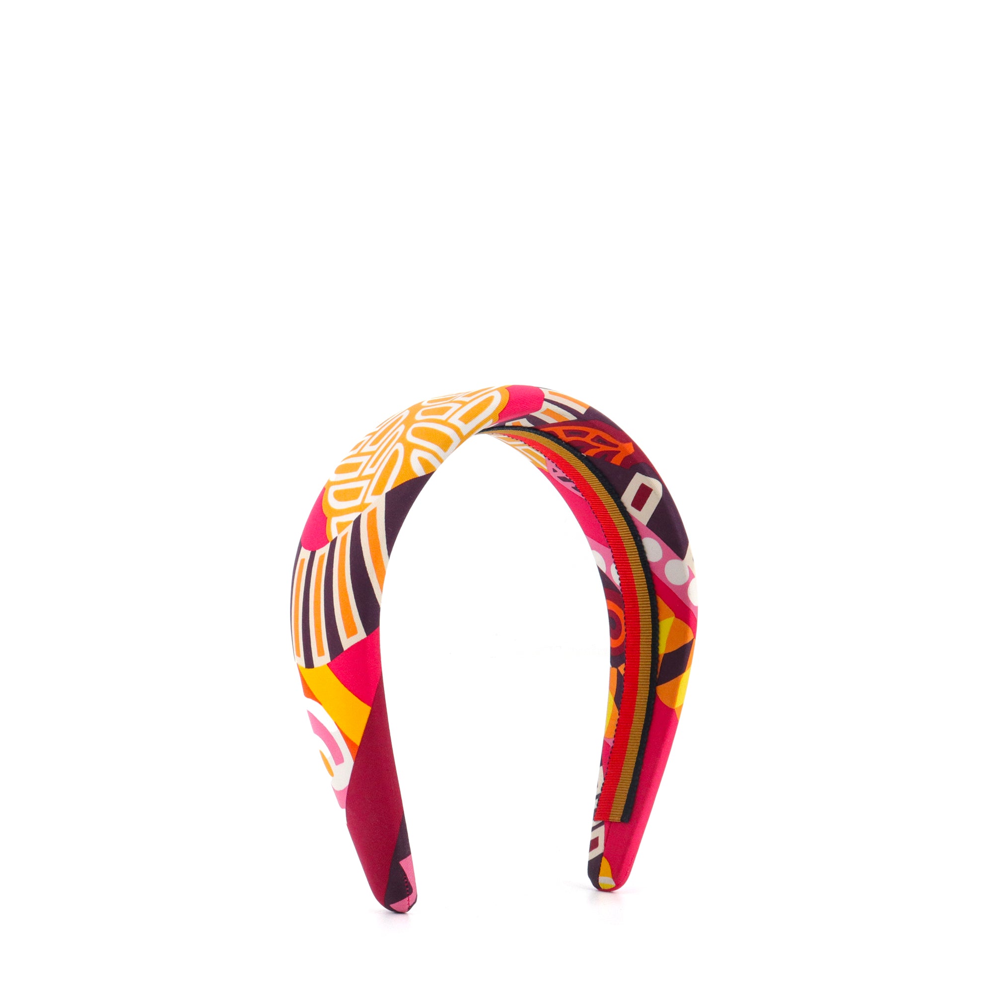 HERMÈS - Serre-tête Gina "Fantaisie d'Étriers" Hermès en soie multicolore