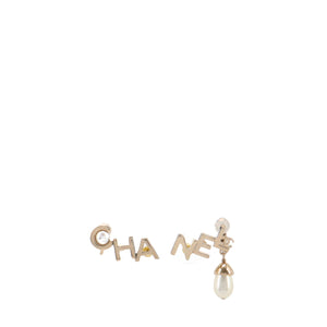 CHANEL - Boucles d'oreilles grimpantes Chanel en métal doré champagne
