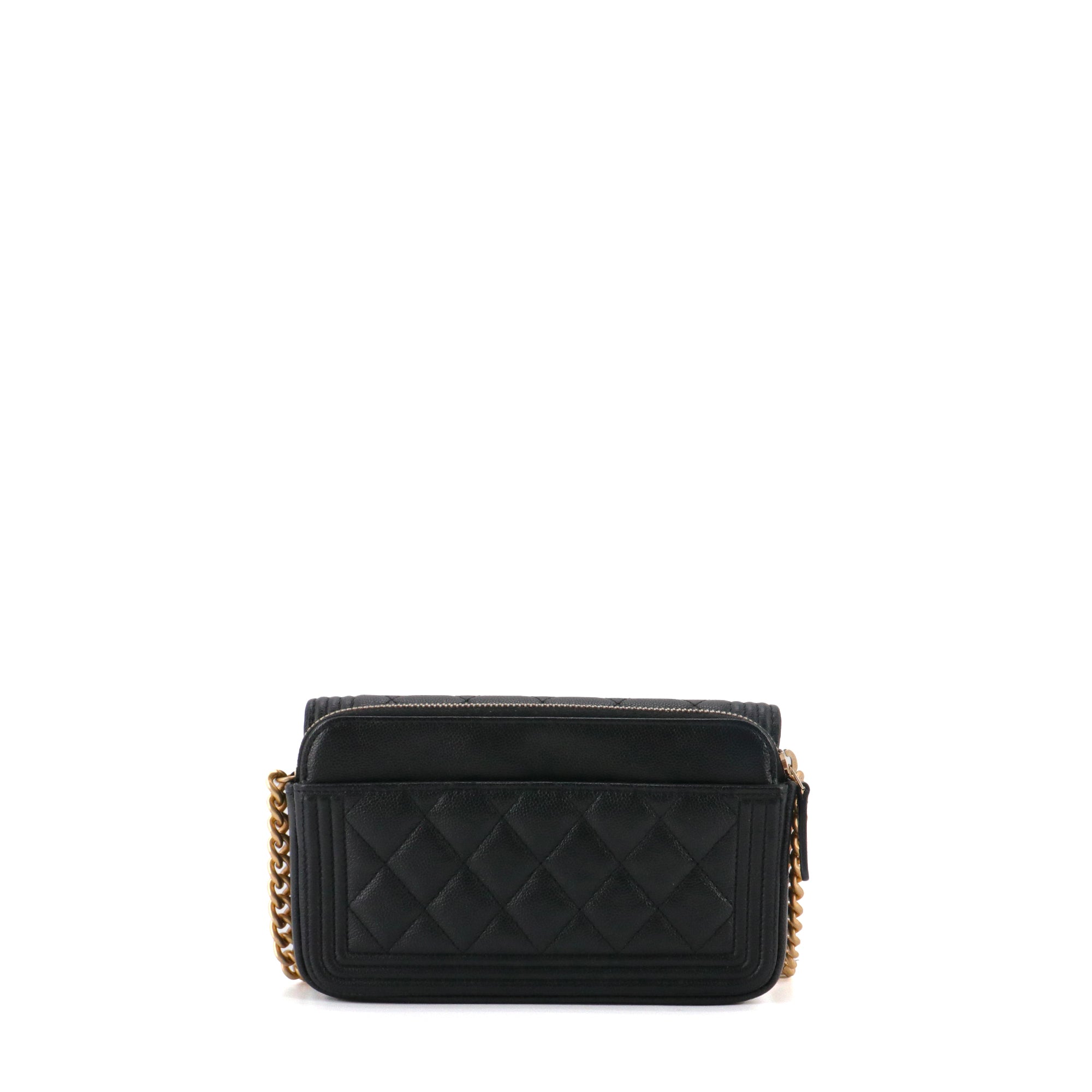 CHANEL - Sac à bandoulière Wallet On Chain Boy Chanel en cuir caviar noir