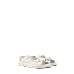 CHANEL - Chanel Dad Shoes sandals in white quilted leather (Size 37.5) 