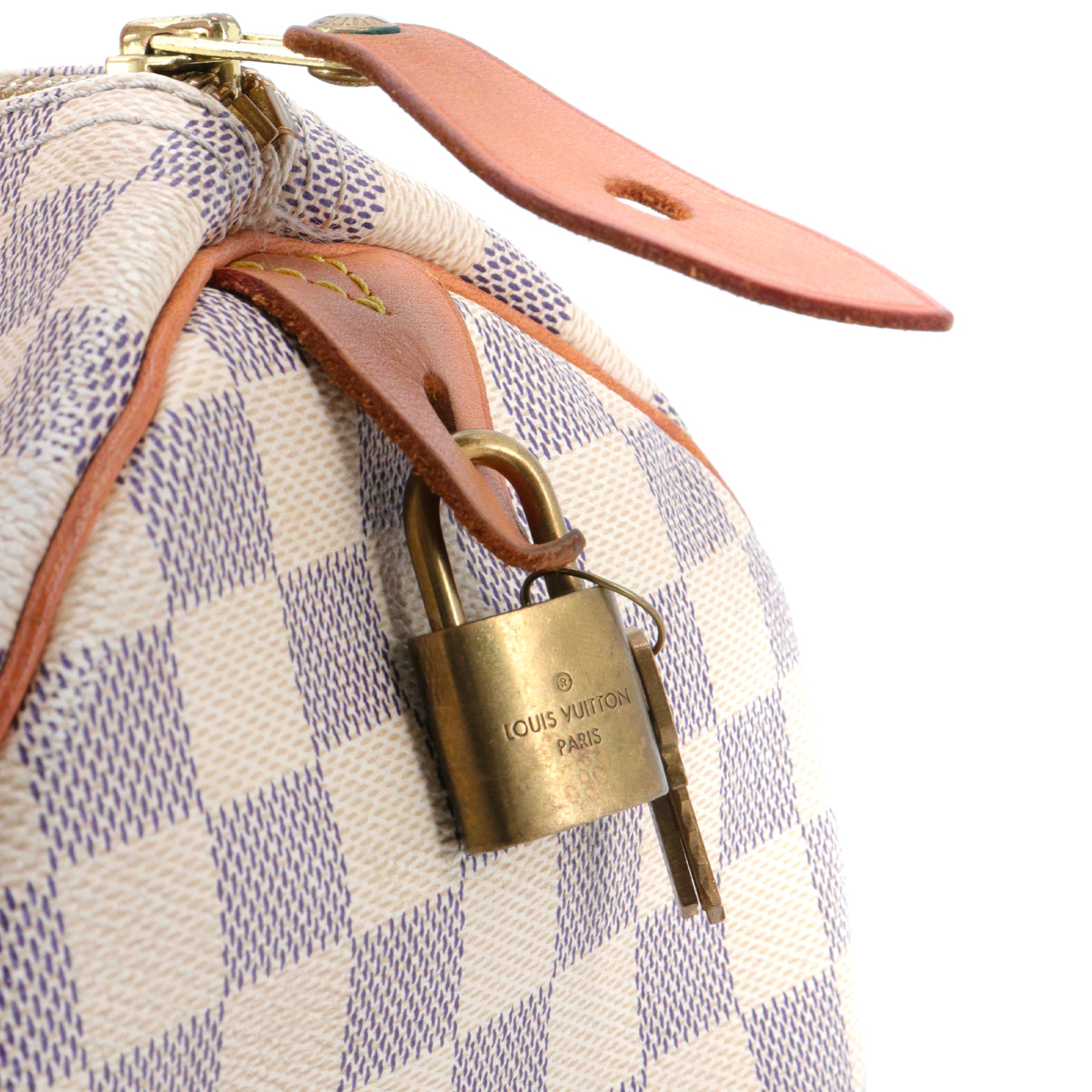 LOUIS VUITTON - Sac à main Speedy 30 Louis Vuitton en toile damier azur