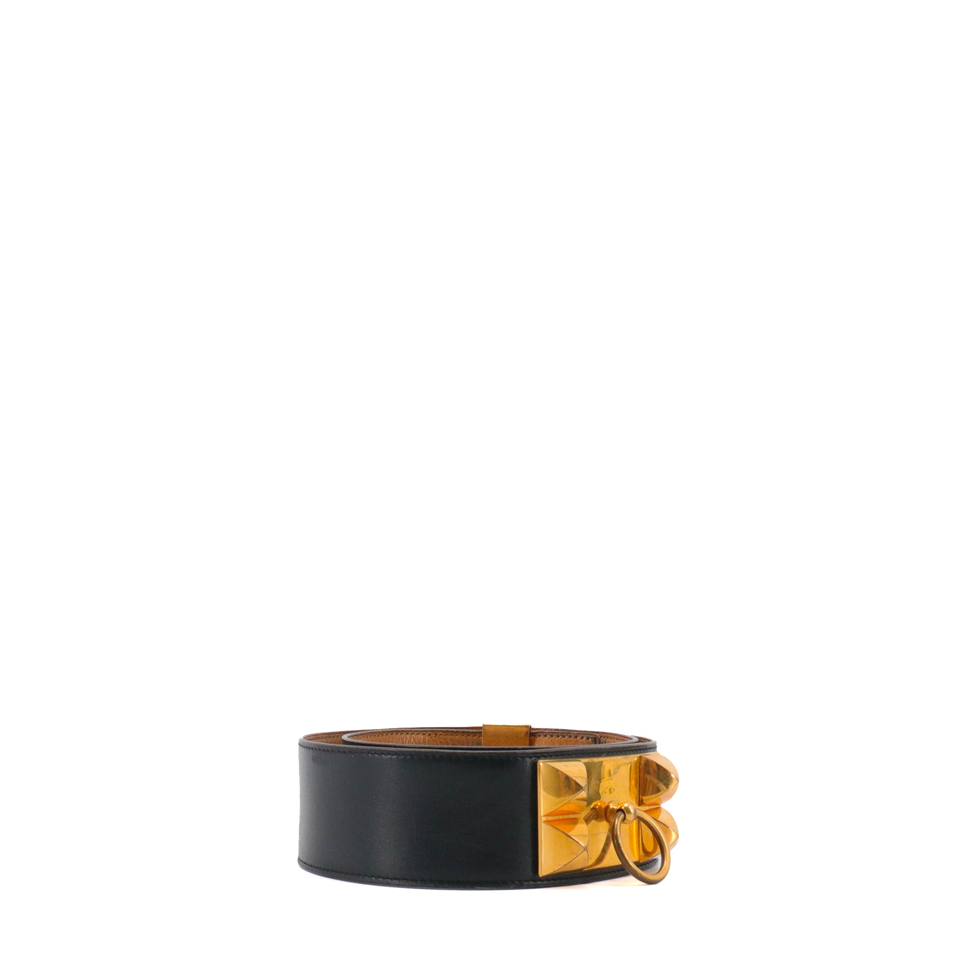 HERMÈS - Collier de Chien belt in gold leather (T70)