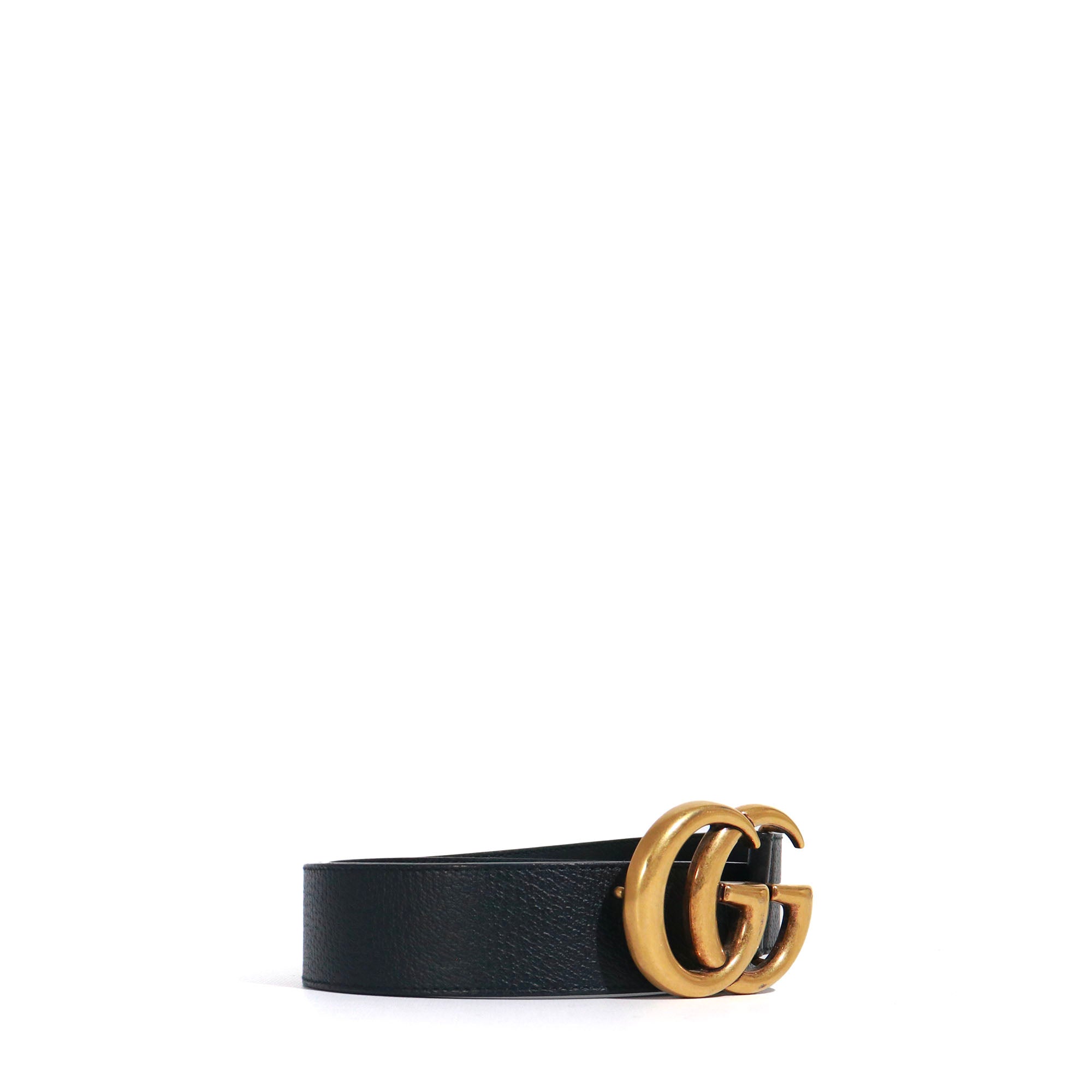 GUCCI - Gucci GG Buckle Marmont belt in black grained leather (T85)