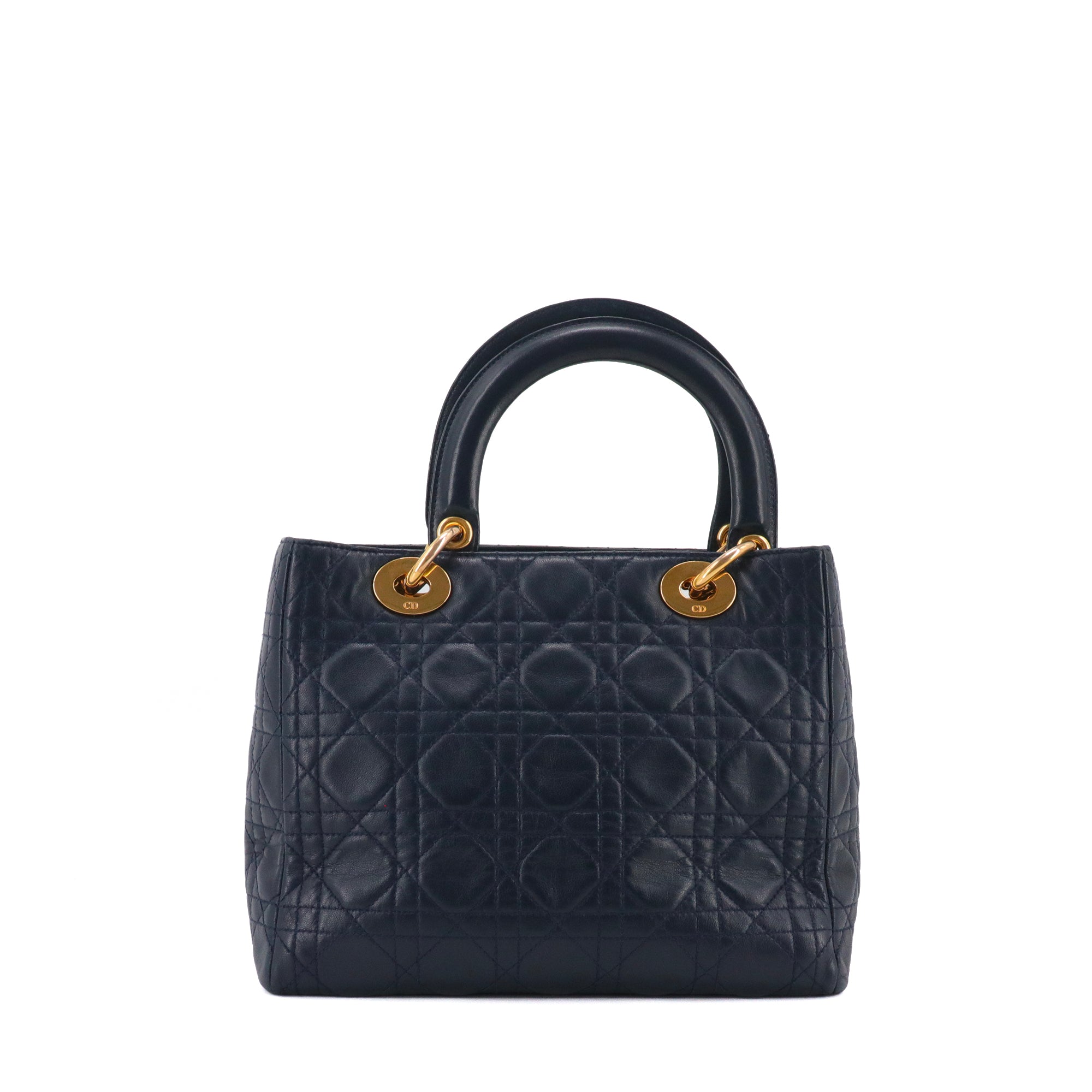 DIOR - Sac à main Lady Dior en cuir bleu marine vintage
