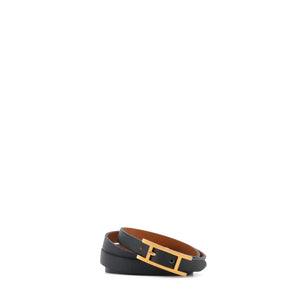 HERMÈS - Hermès Behapi four-turn reversible bracelet in smooth black leather (M)