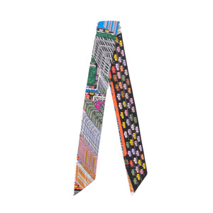 HERMÈS - Twilly Pantin City Hermès en soie multicolore