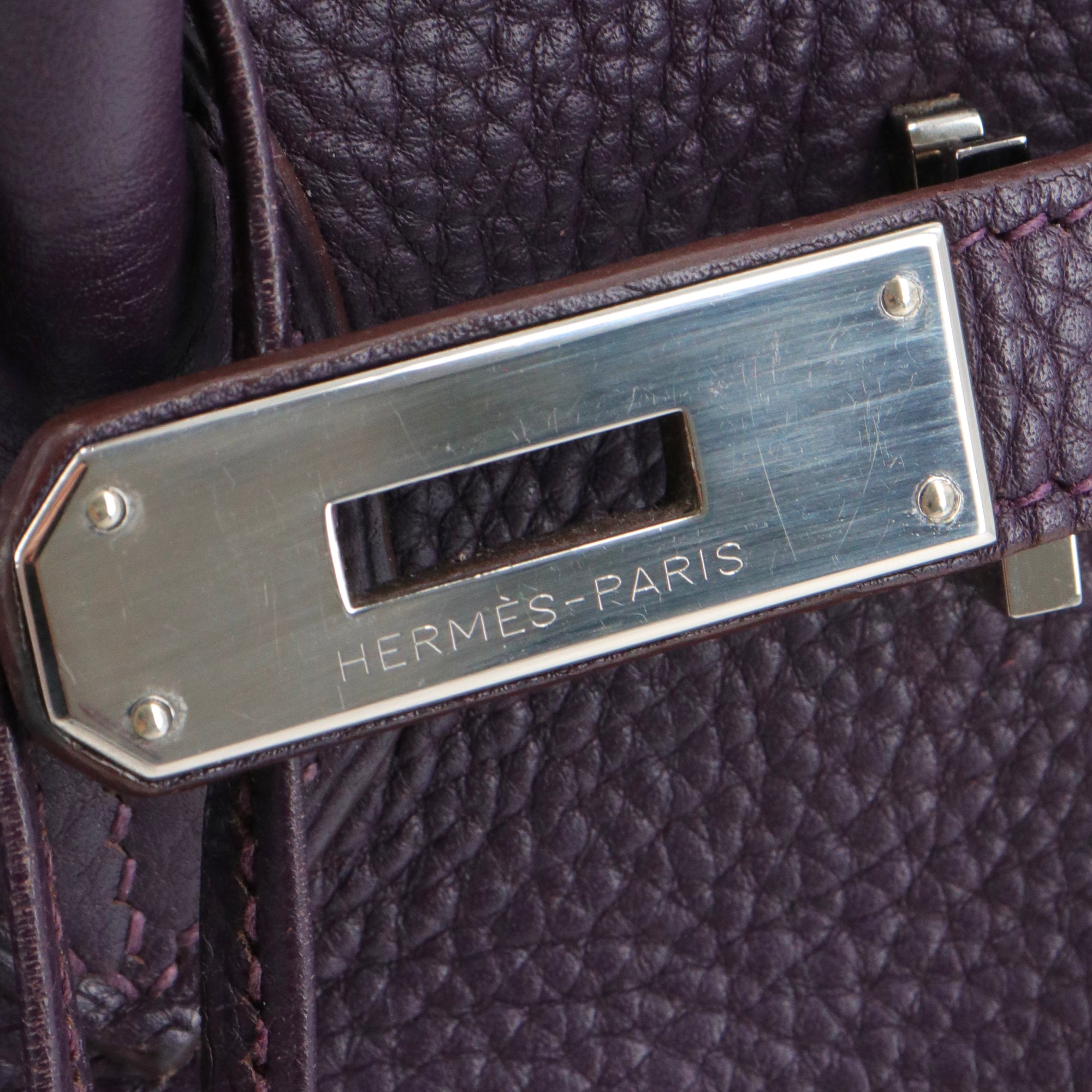 HERMÈS - Hermès Birkin 35 handbag in grape purple clemence taurillon leather
