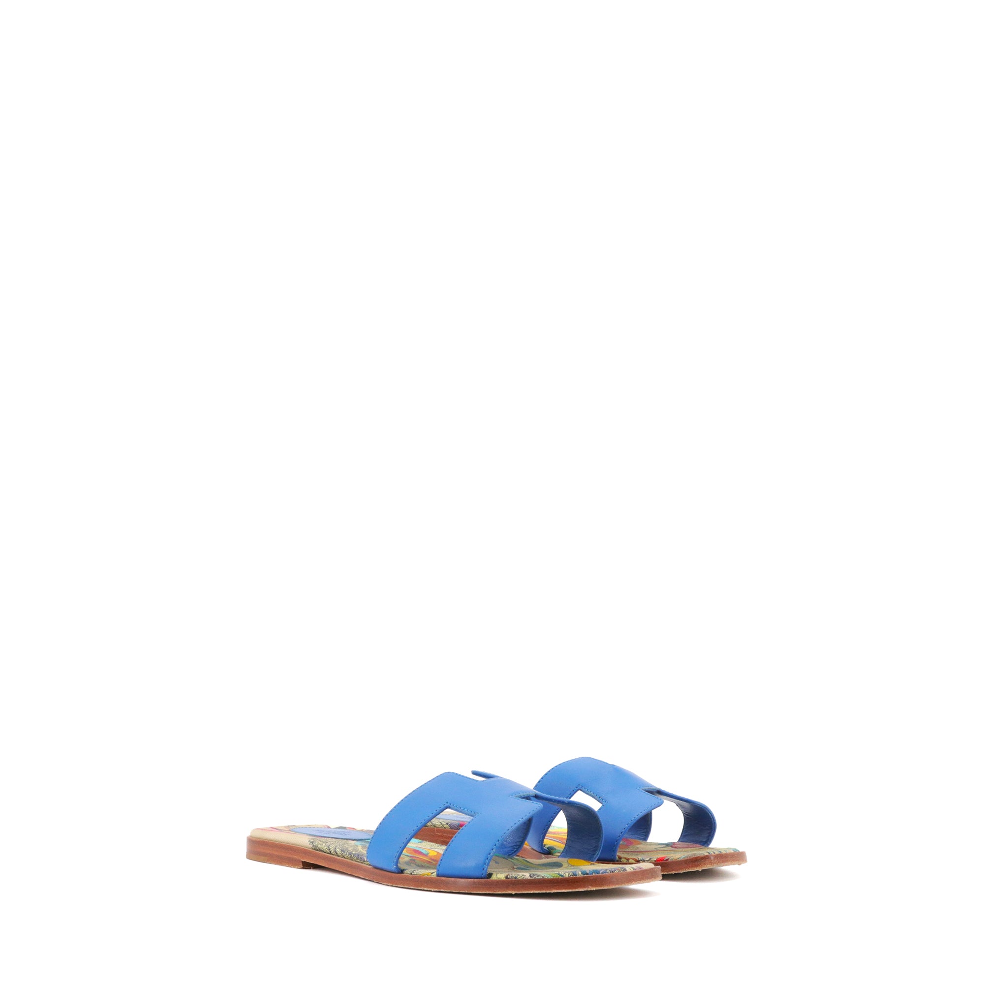 HERMÈS - Oran Hermès sandals in Zanzibar Blue leather (T38)
