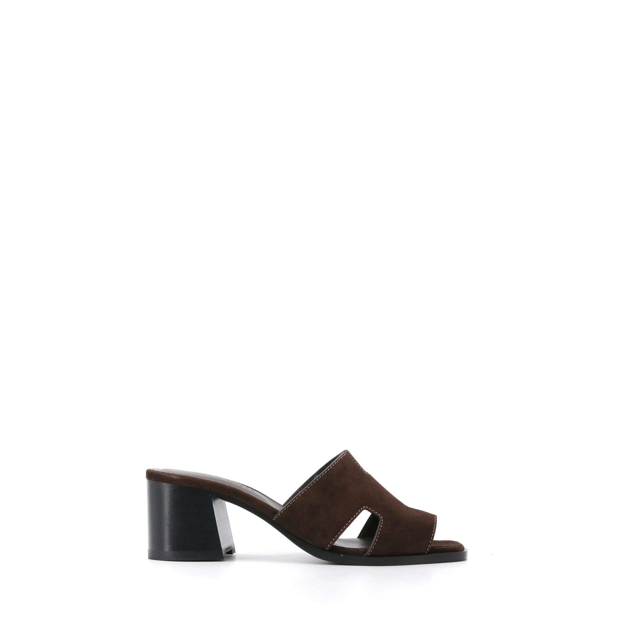 HERMÈS - Helia 60 Hermès sandals in brown suede goat leather (T37)