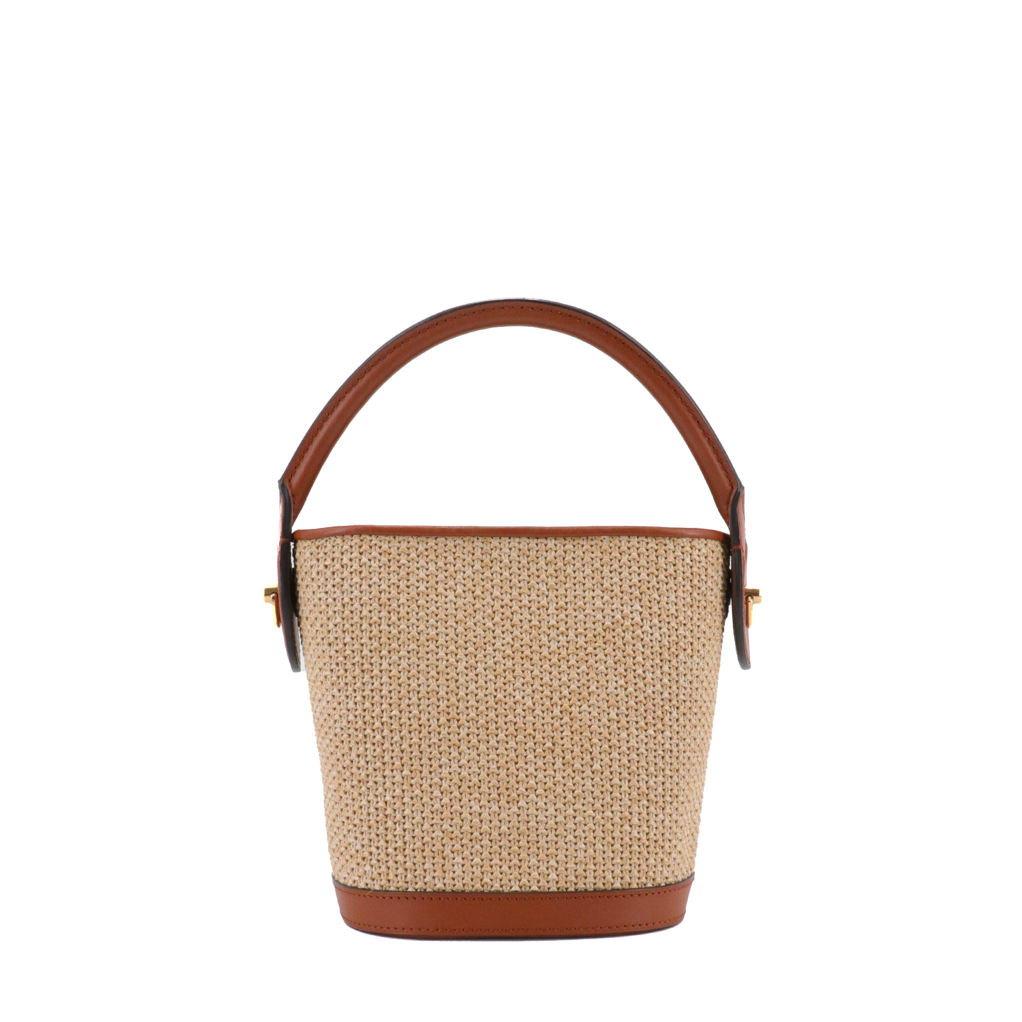 LOUIS VUITTON - Louis Vuitton Petit Bucket shoulder bag in woven raffia and brown leather