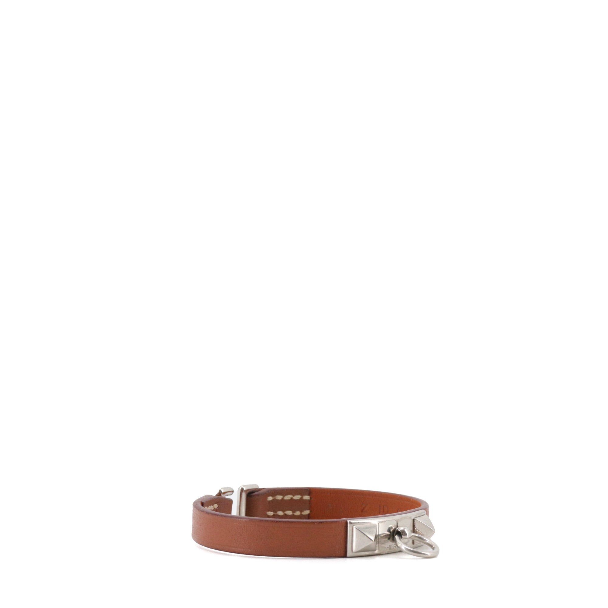 HERMÈS - Bracelet Rivale Mini Hermès en cuir gold (T2)