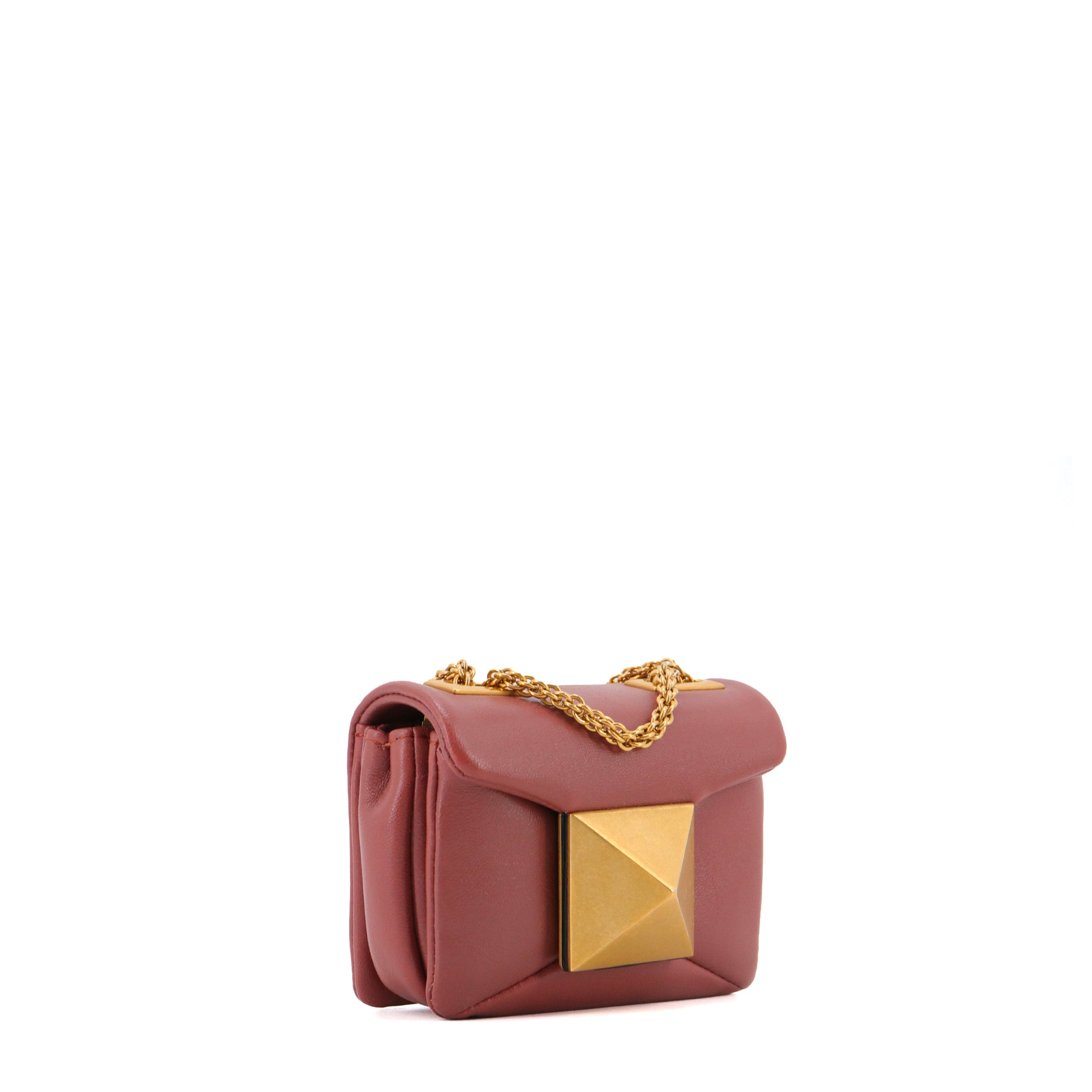 VALENTINO - Sac à bandoulière One Stud Micro Valentino en cuir brun rosé