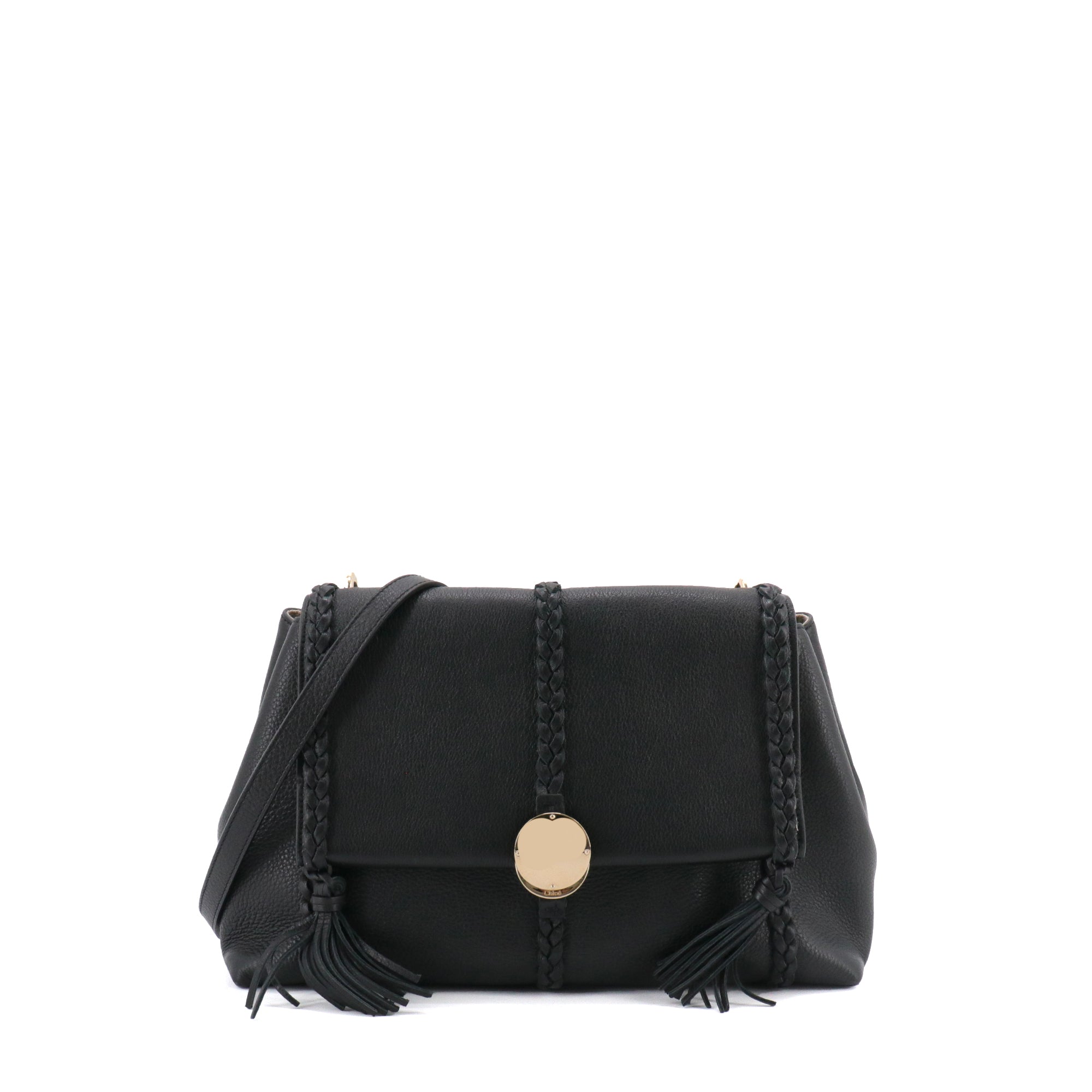 CHLOÉ - Pénélope MM Chloé shoulder bag in black grained leather