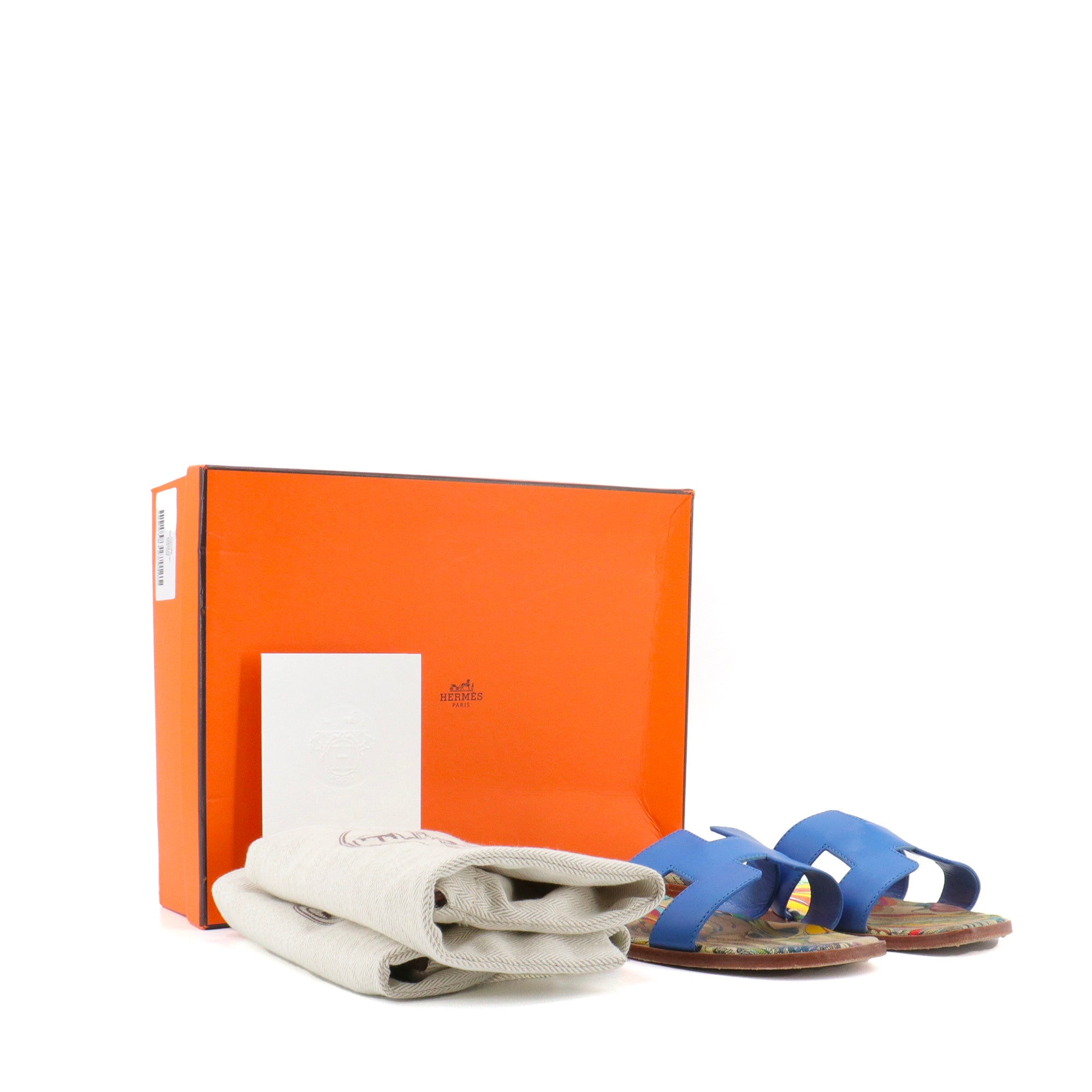 HERMÈS - Oran Hermès sandals in Zanzibar Blue leather (T38)