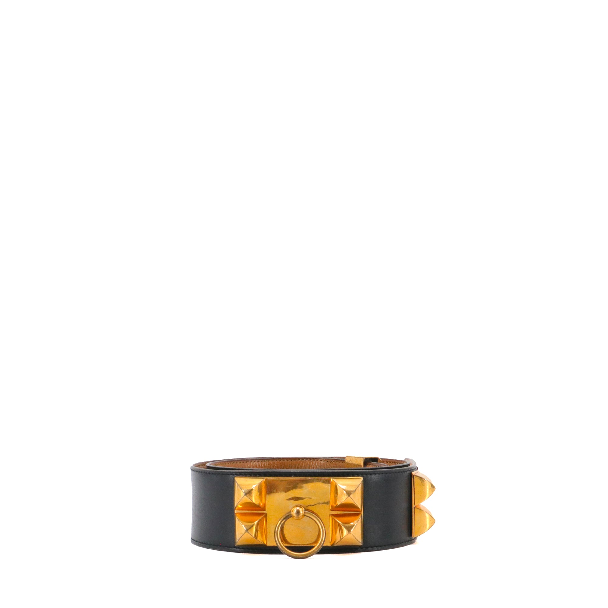 HERMÈS - Collier de Chien belt in gold leather (T70)