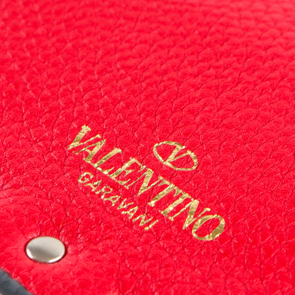 VALENTINO - Pochette Rockstud en cuir grainé rouge