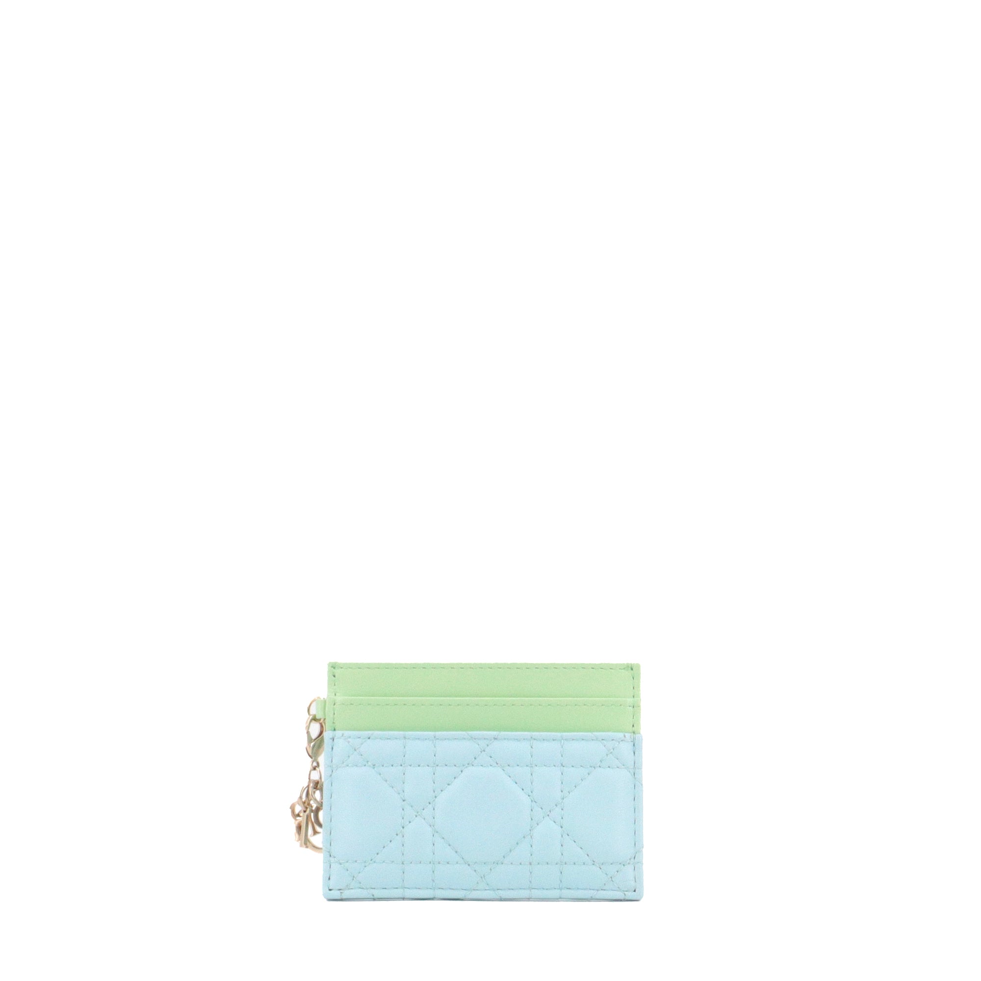 DIOR - Porte-cartes Freesia Dior en cuir bleu et vert pastel