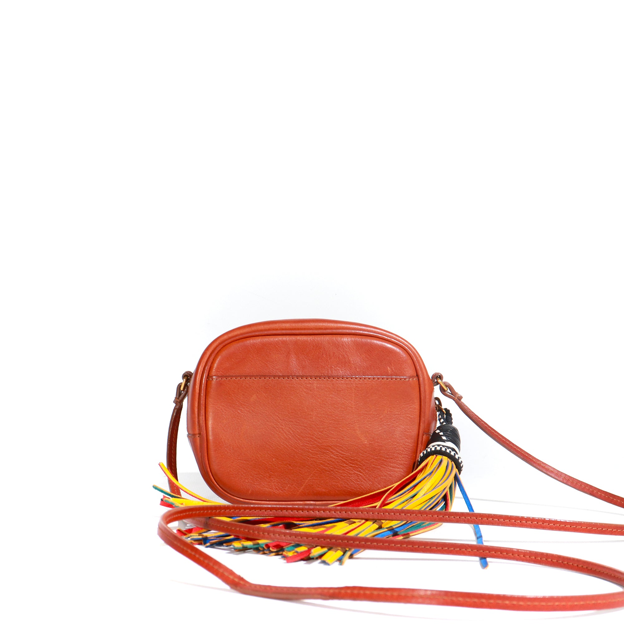 SAINT LAURENT - Tassel mini shoulder bag in brown natural leather