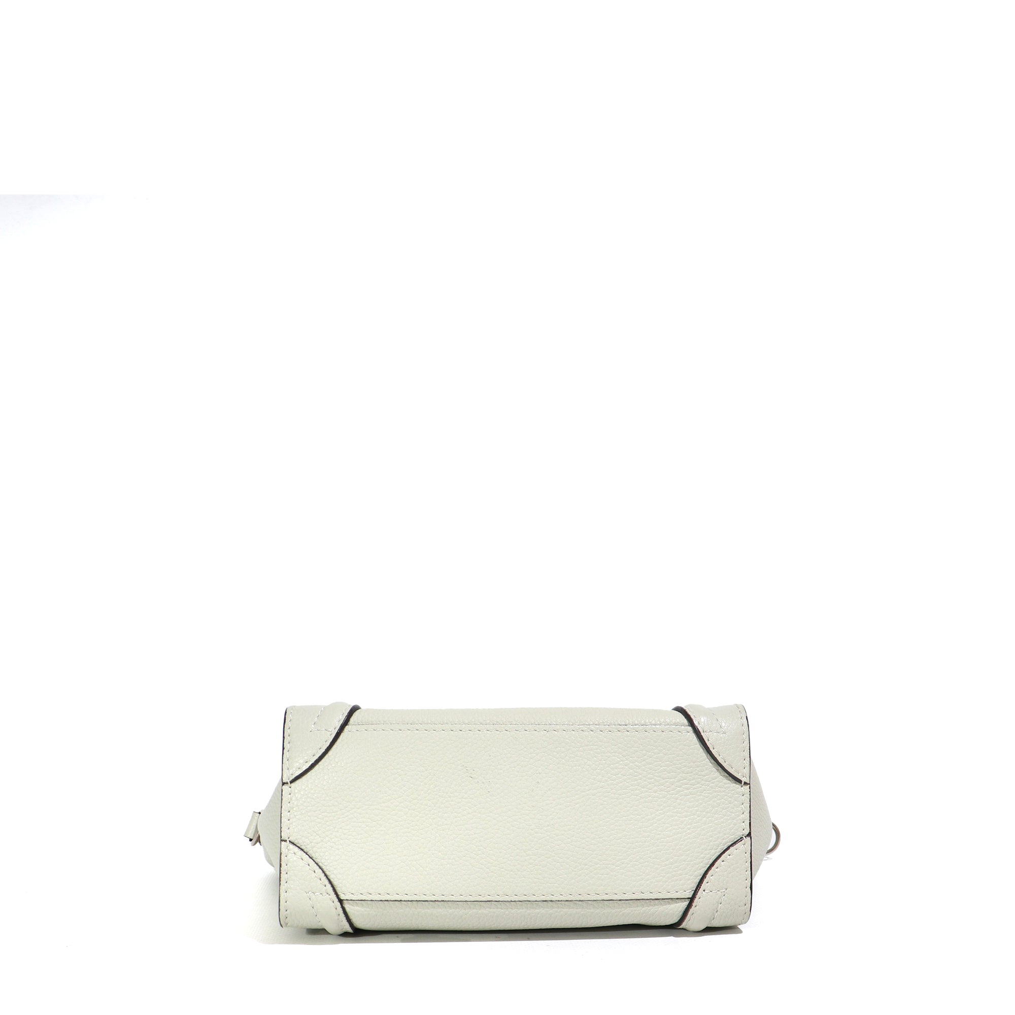 CELINE - Sac à bandoulière Luggage nano en cuir grainé bleu gris