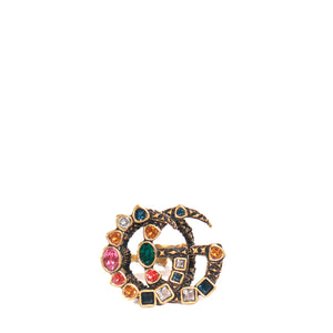GUCCI - GG ring in gold metal and colored crystals (M)
