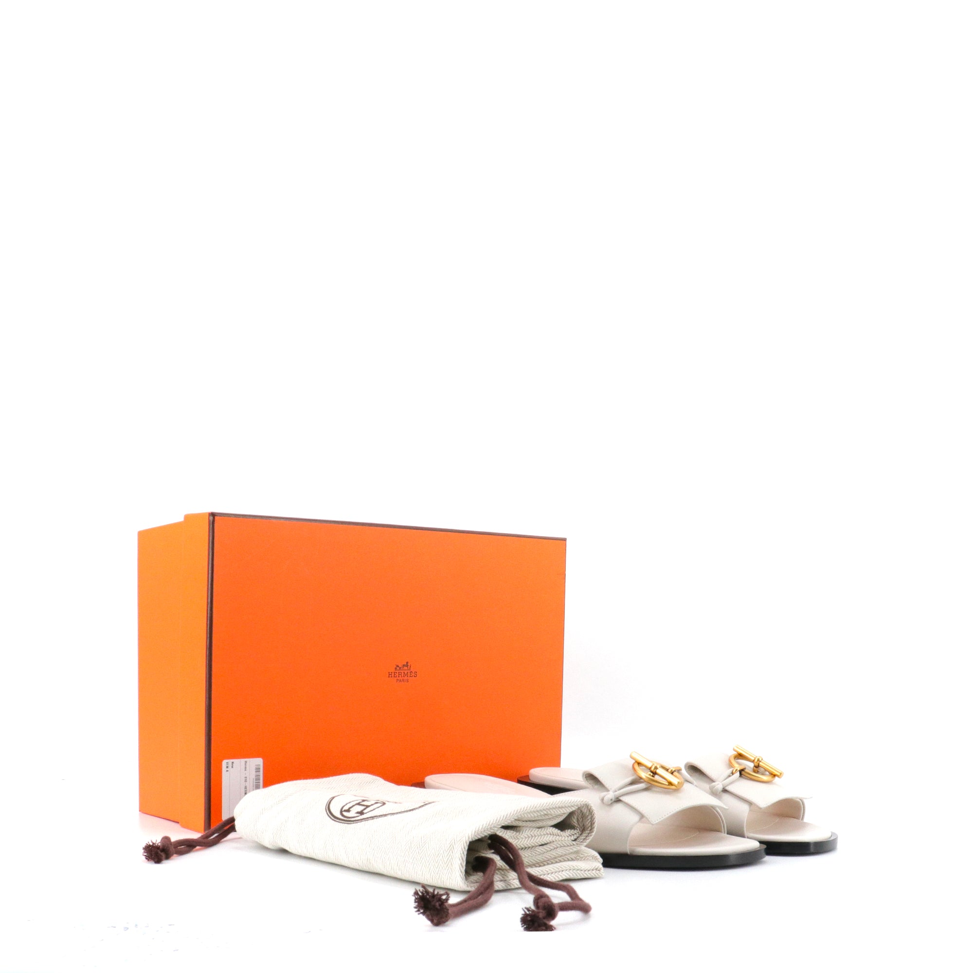 HERMÈS - Isle Hermès sandals in white leather (T38)