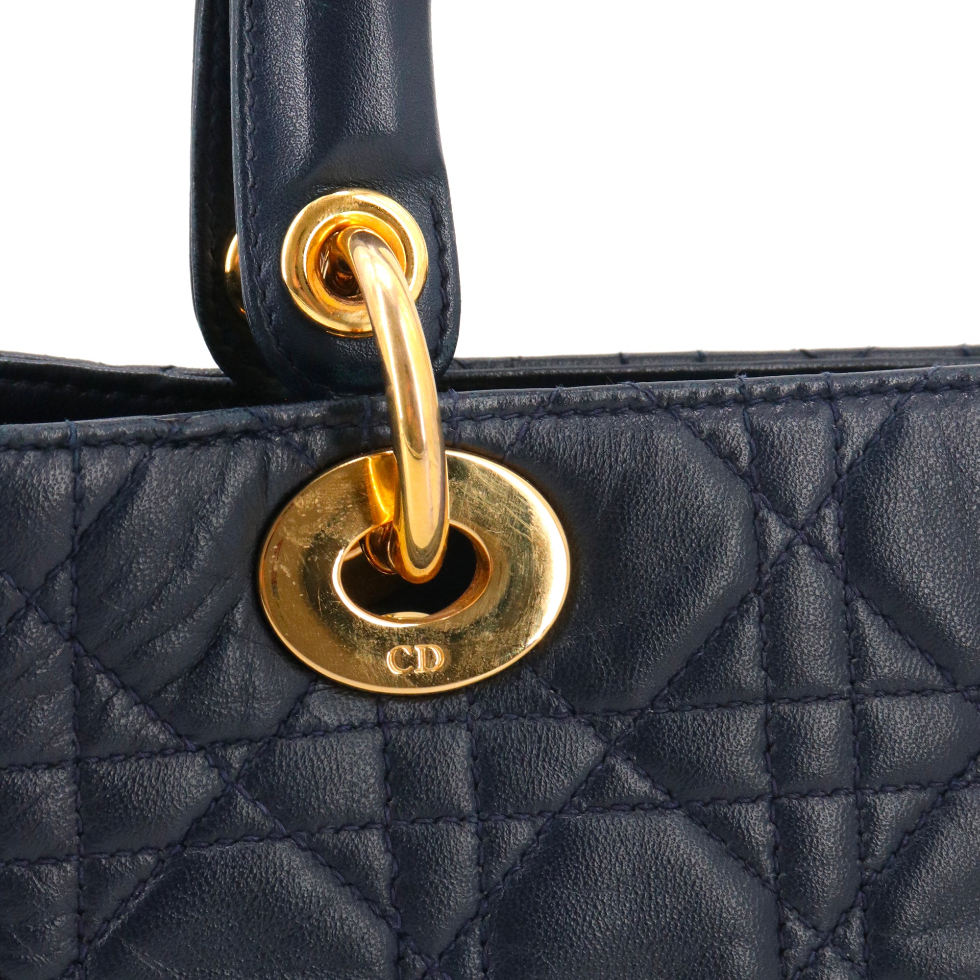 DIOR - Sac à main Lady Dior en cuir bleu marine vintage