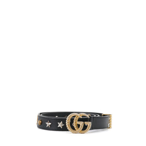 GUCCI - Limited Edition GG Gucci Black Leather Belt (T90)