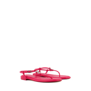 CHANEL - Sandales CC Chanel en cuir rose (T37.5)